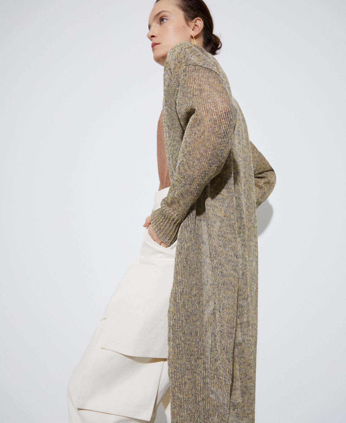 Extra long linen jacket image number 3