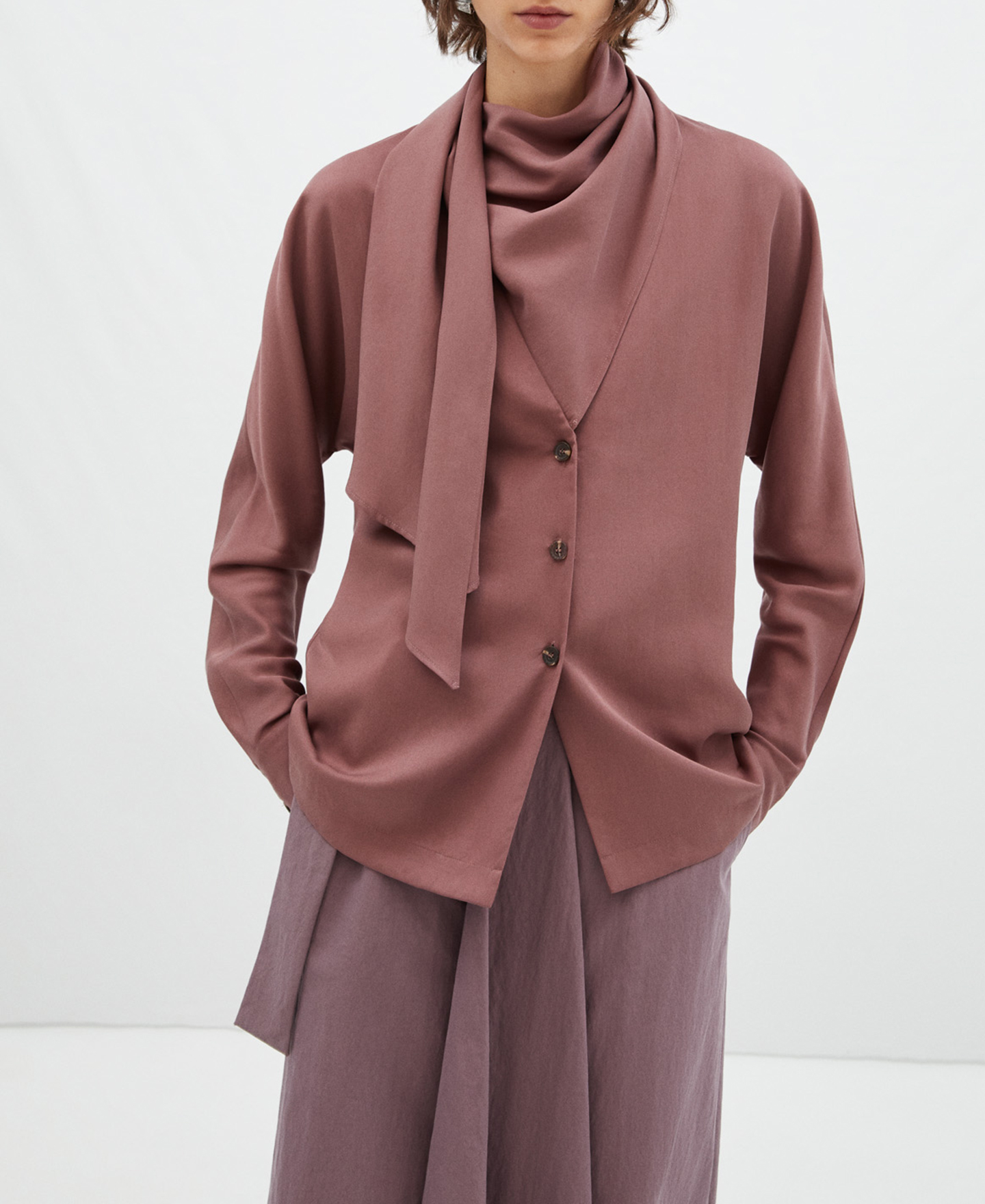 Shirt with bow detail image number 0