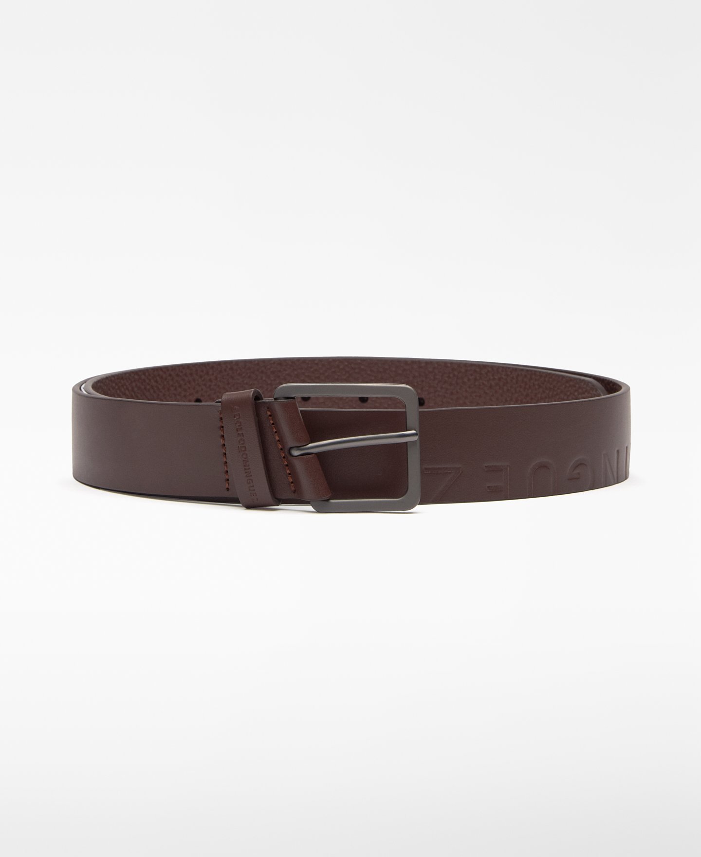 Engraved logo leather belt man image number 0