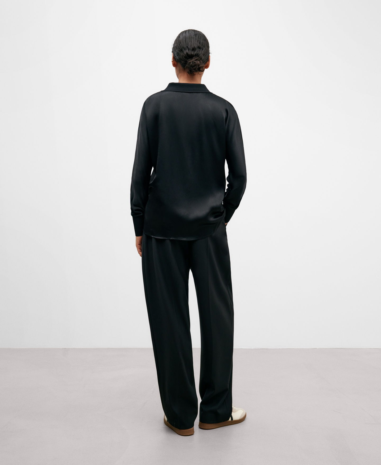 Viscose knit polo-neck blouse image number 2