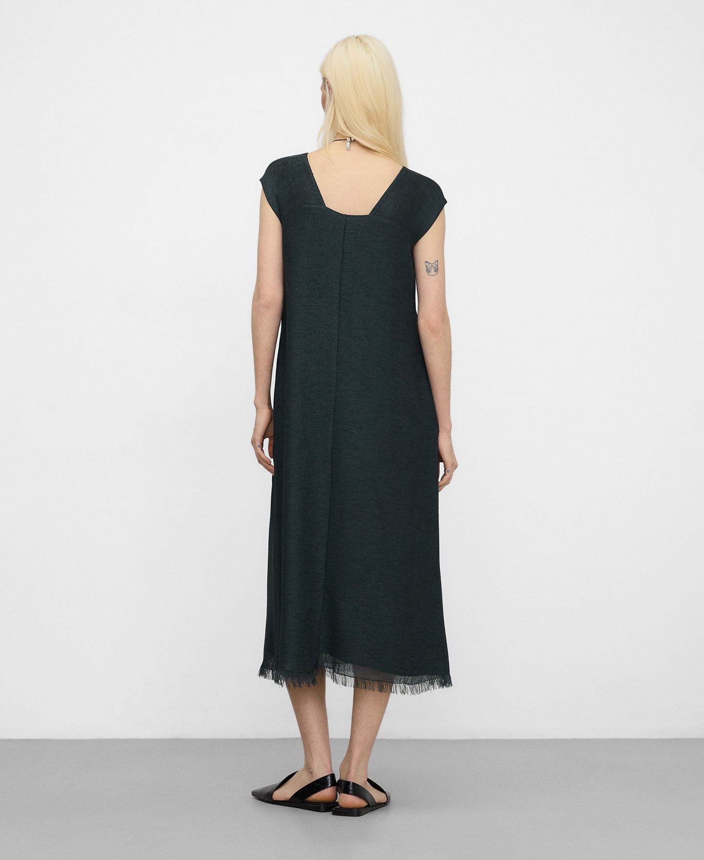 Tweed long frayed dress image number 2