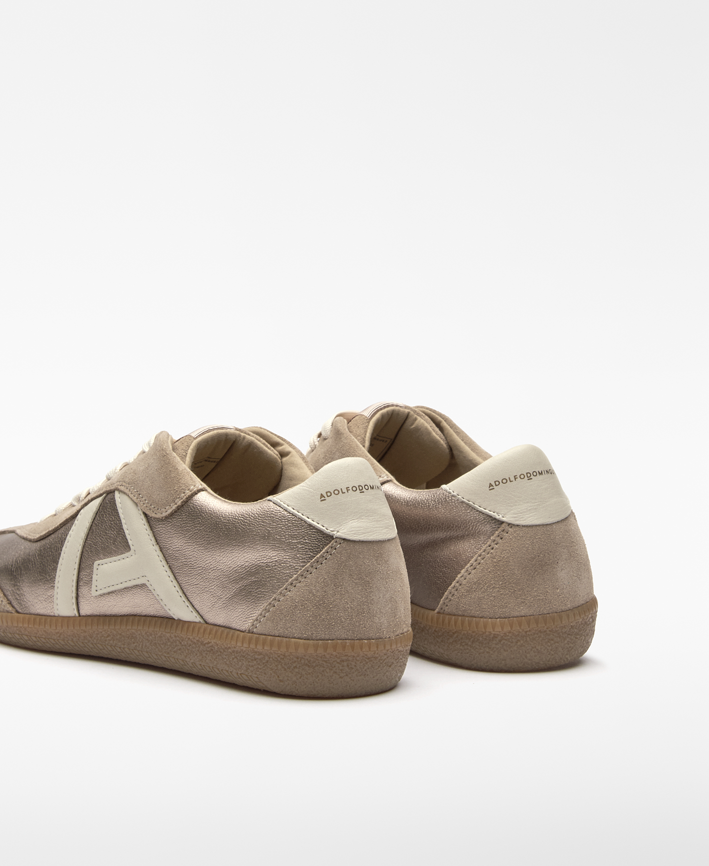 Logo metallic leather sneaker woman image number 2
