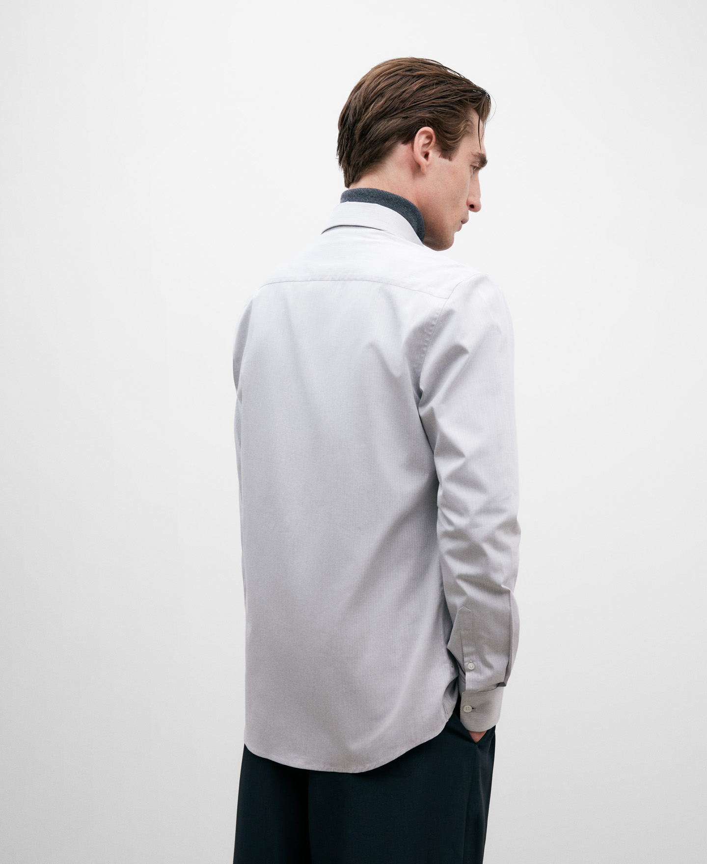 Camisa hombre regular fit algodón gris image number 2