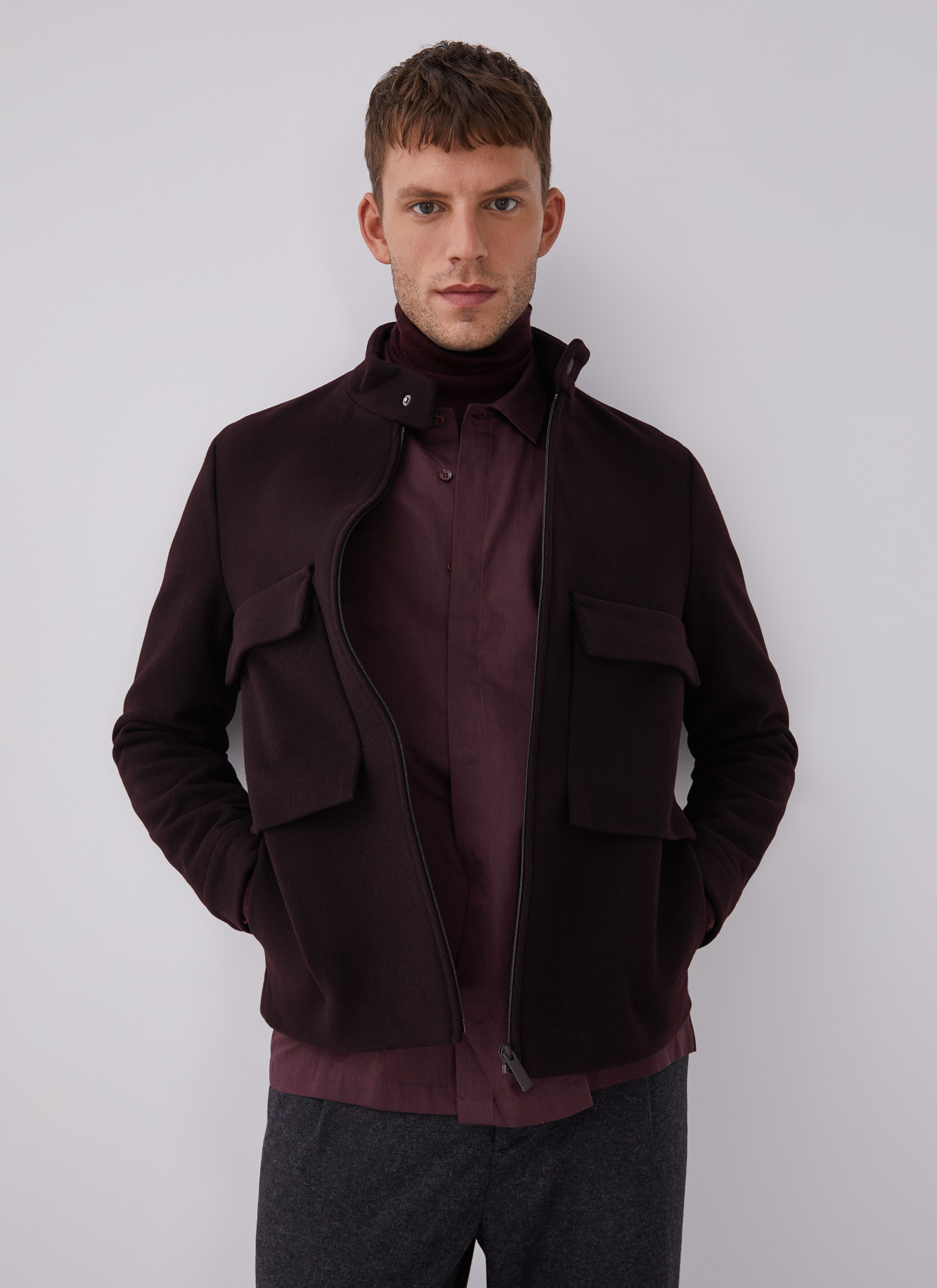 Wool jacket with patch pockets image number 7