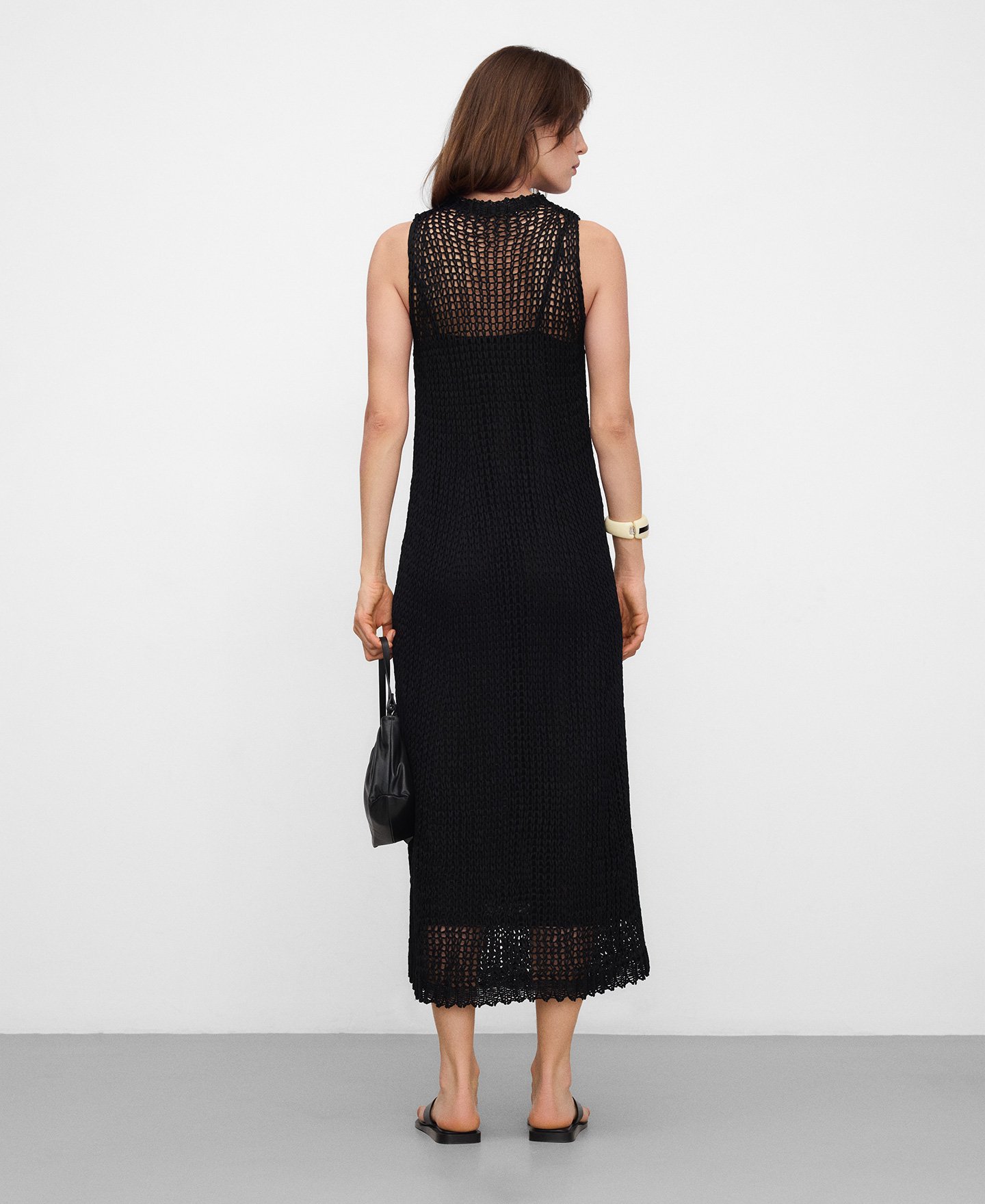 Vestido largo punto desagujado cupro image number 2