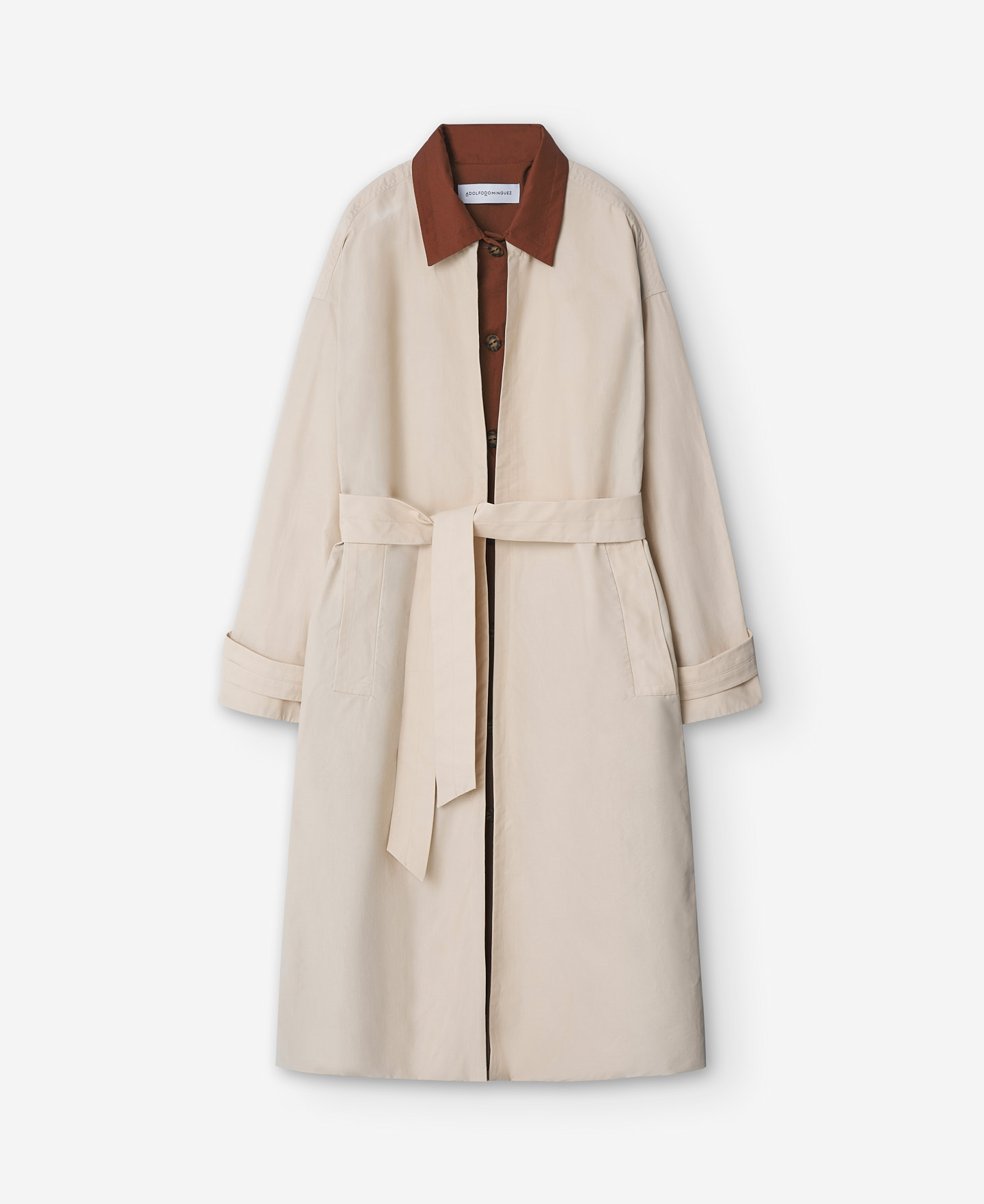 Gabardina larga doble tejido mujer image number 6