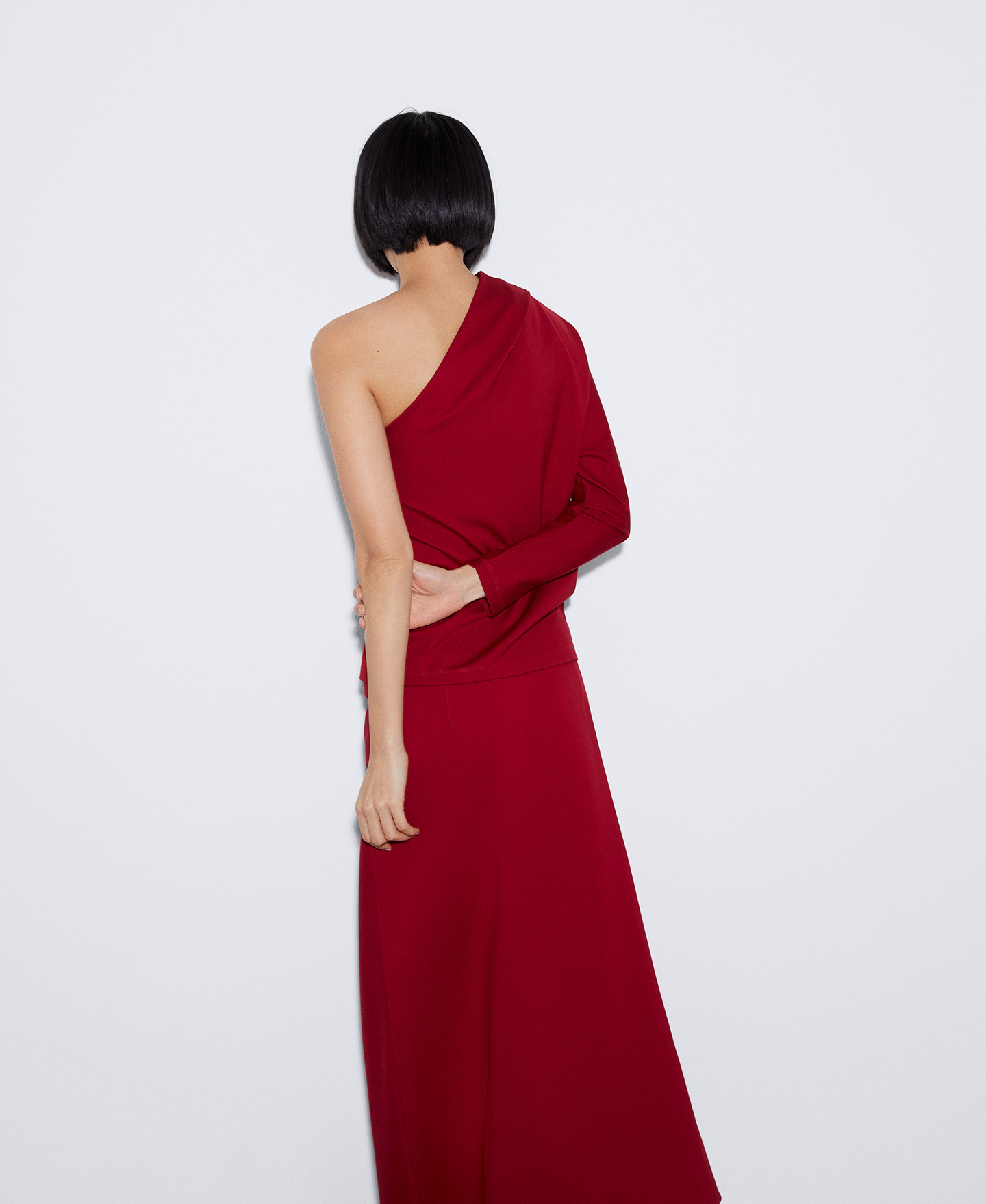 Asymmetrical blouse in viscose and nylon image number 2