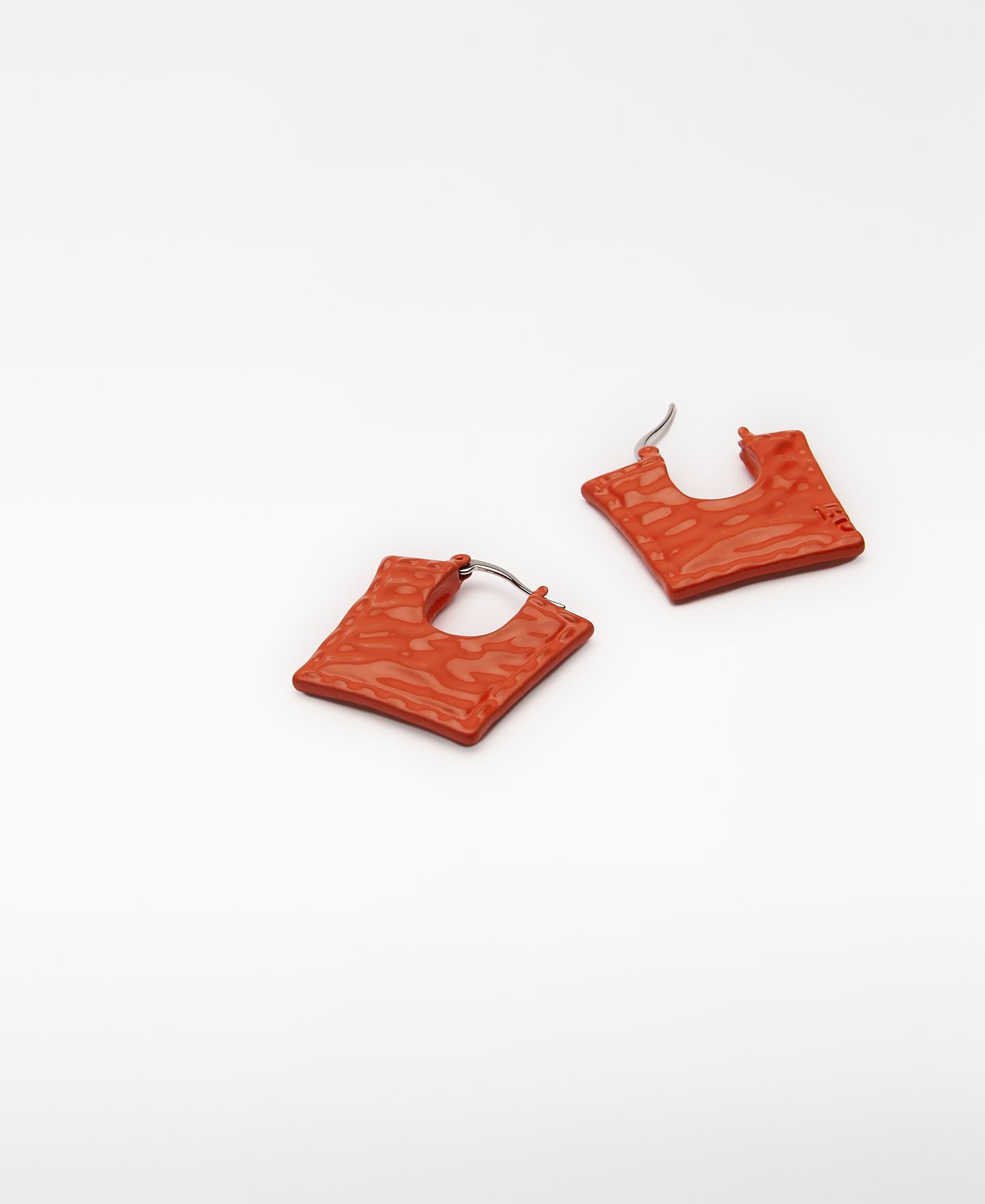 Pendientes metal lacado naranja mujer image number 1