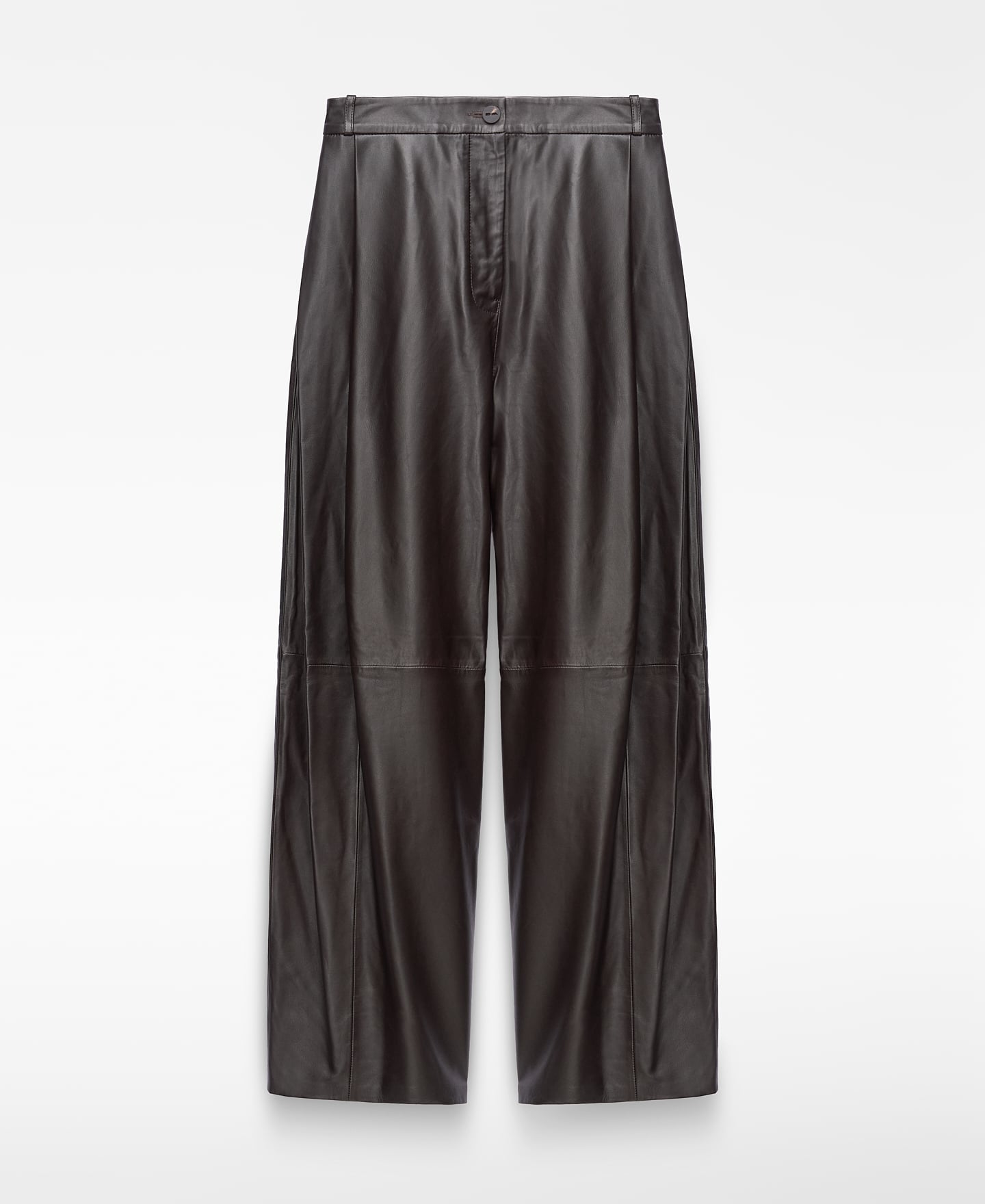 Leather baggy trousers with side pleats image number 4