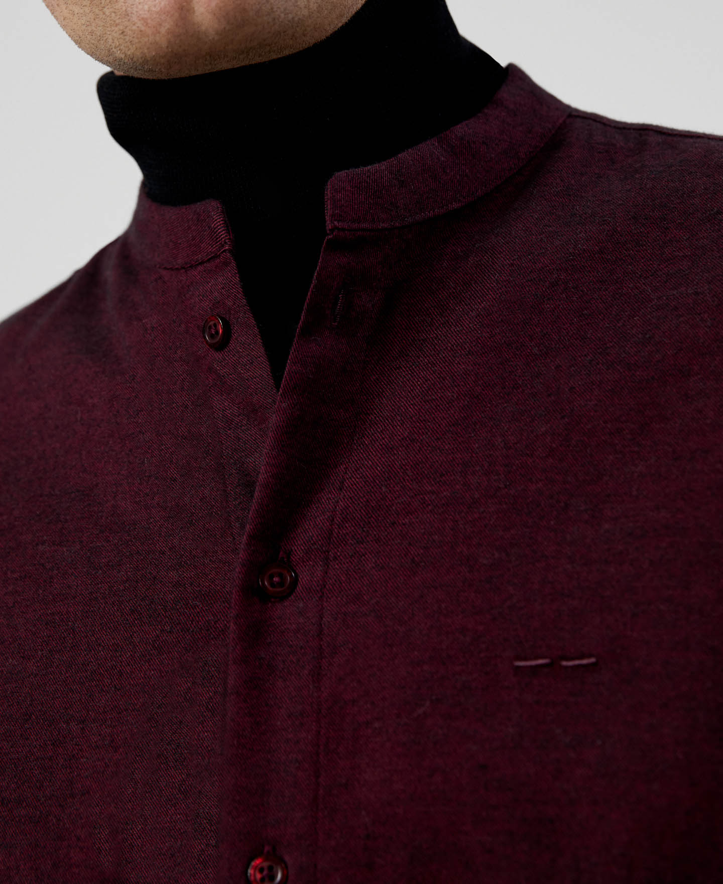 Mandarin collar cotton shirt image number 3