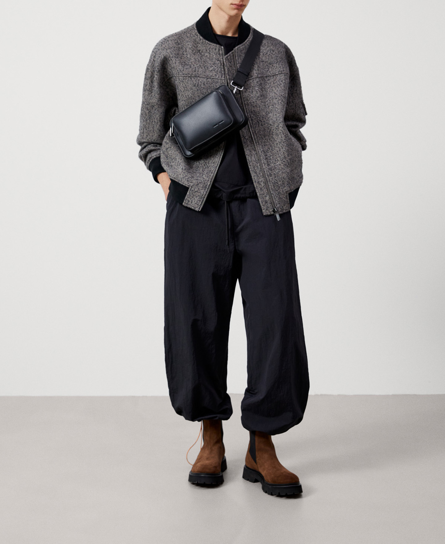 Wool and polyester bomber image number 1
