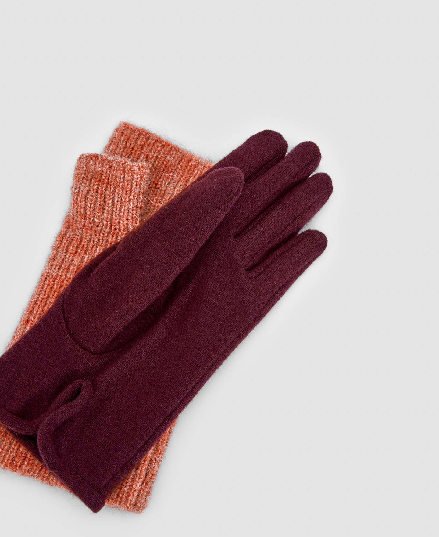 Two-tone wool knitted gloves image number 1