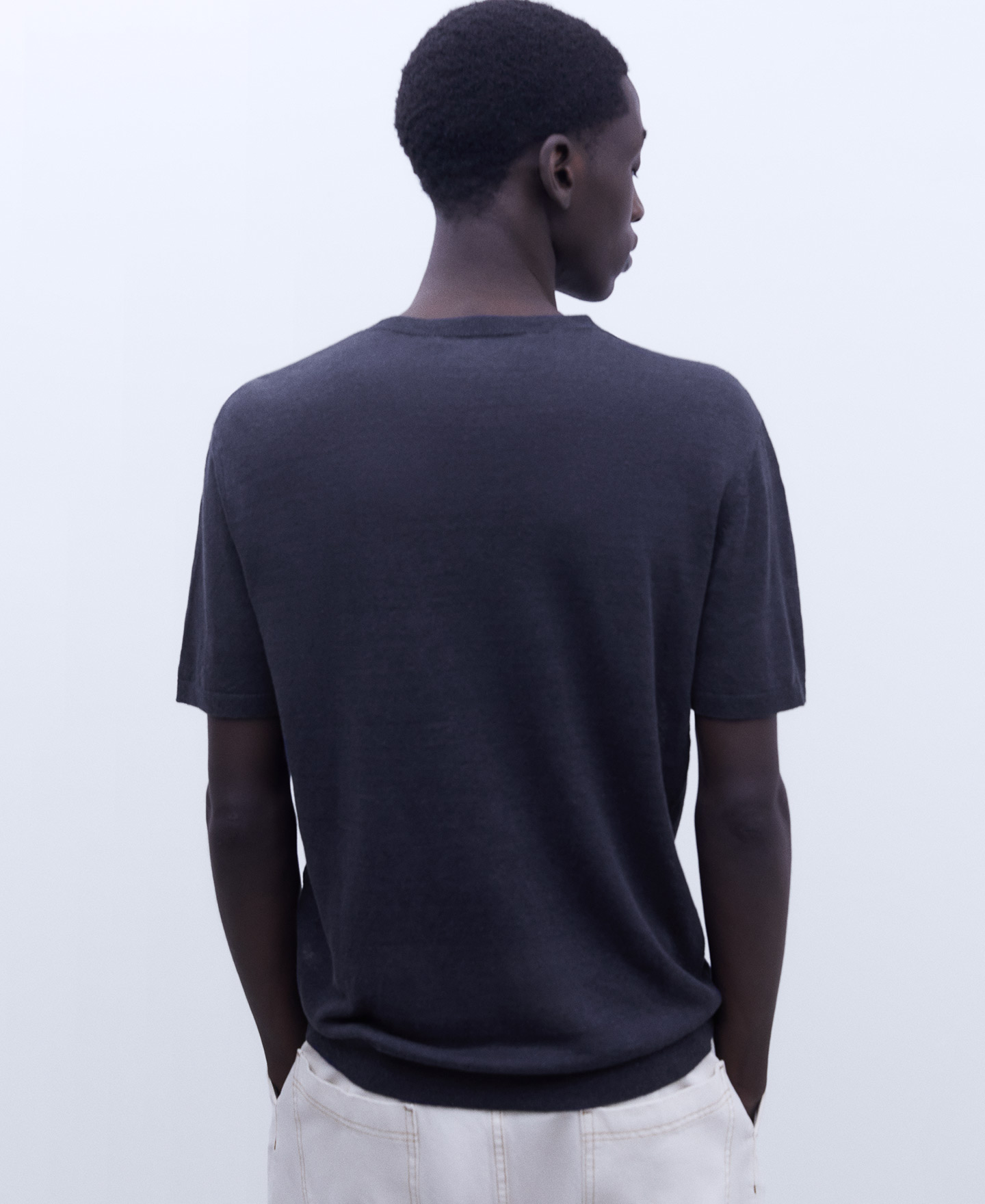 Linen and viscose crew neck t-shirt image number 2