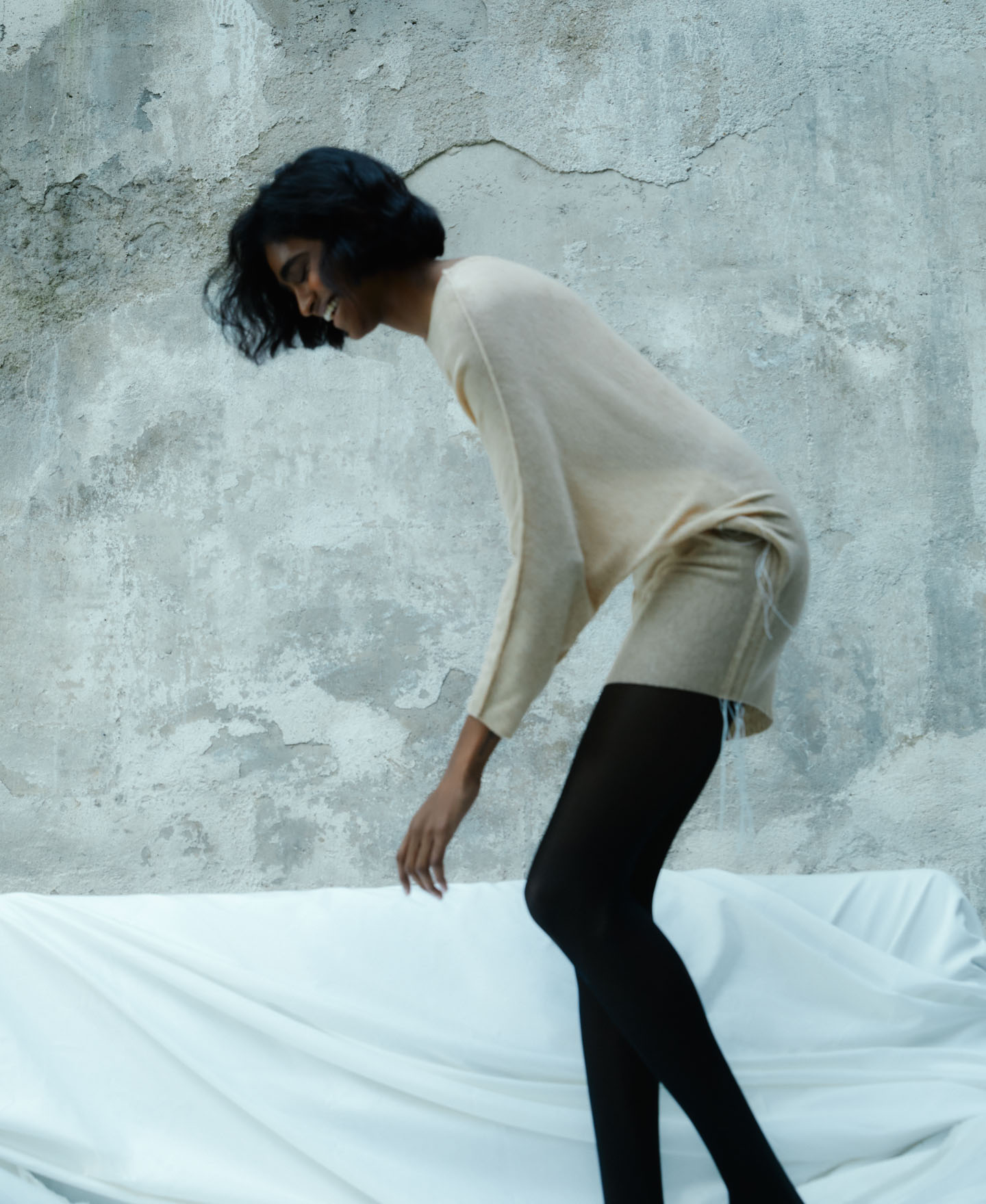 Batwing sleeve merino wool sweater image number 1