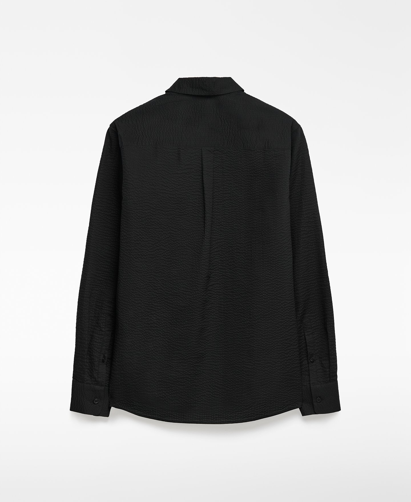 Camisa negra seersucker algodón hombre image number 5