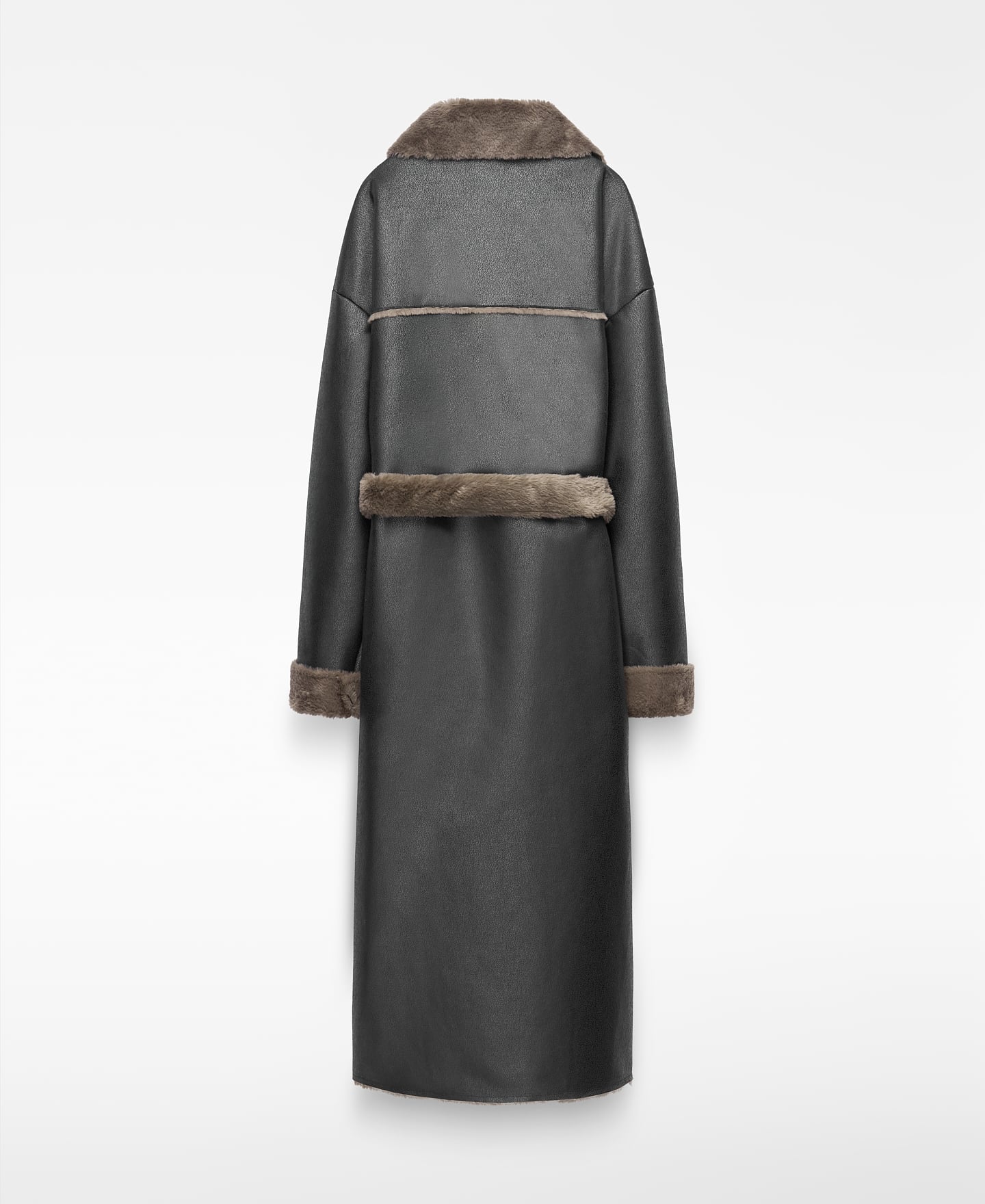 Leather-Non-Leather double-faced coat image number 5