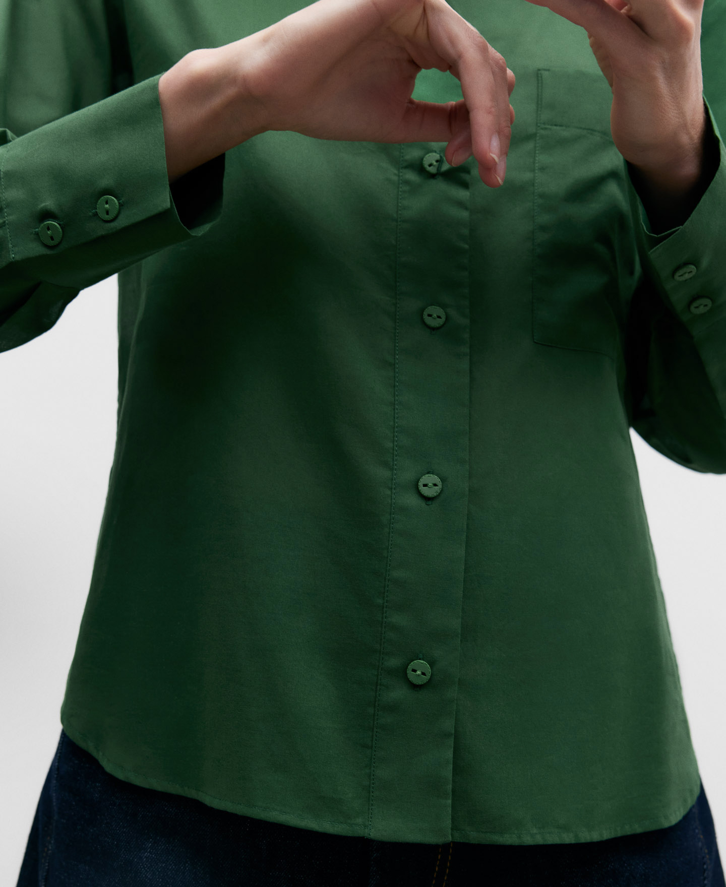 Cotton double v-neck blouse image number 3