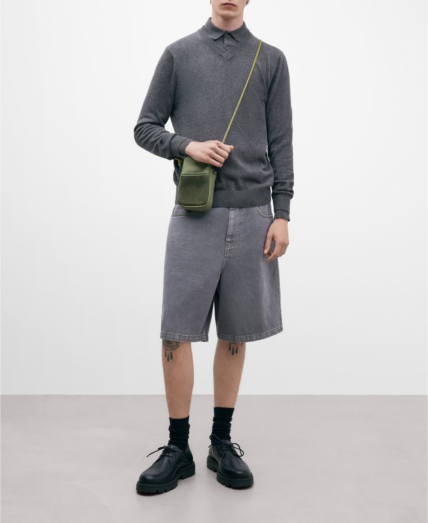 V-neck cotton sweater for men image number 1