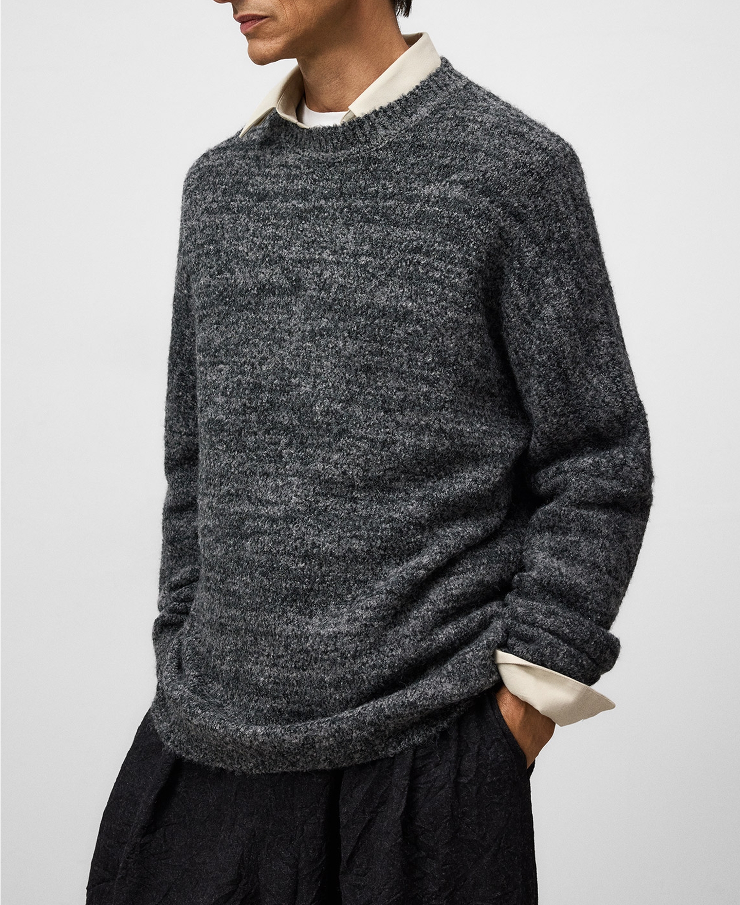Melange terry knit sweater image number 0