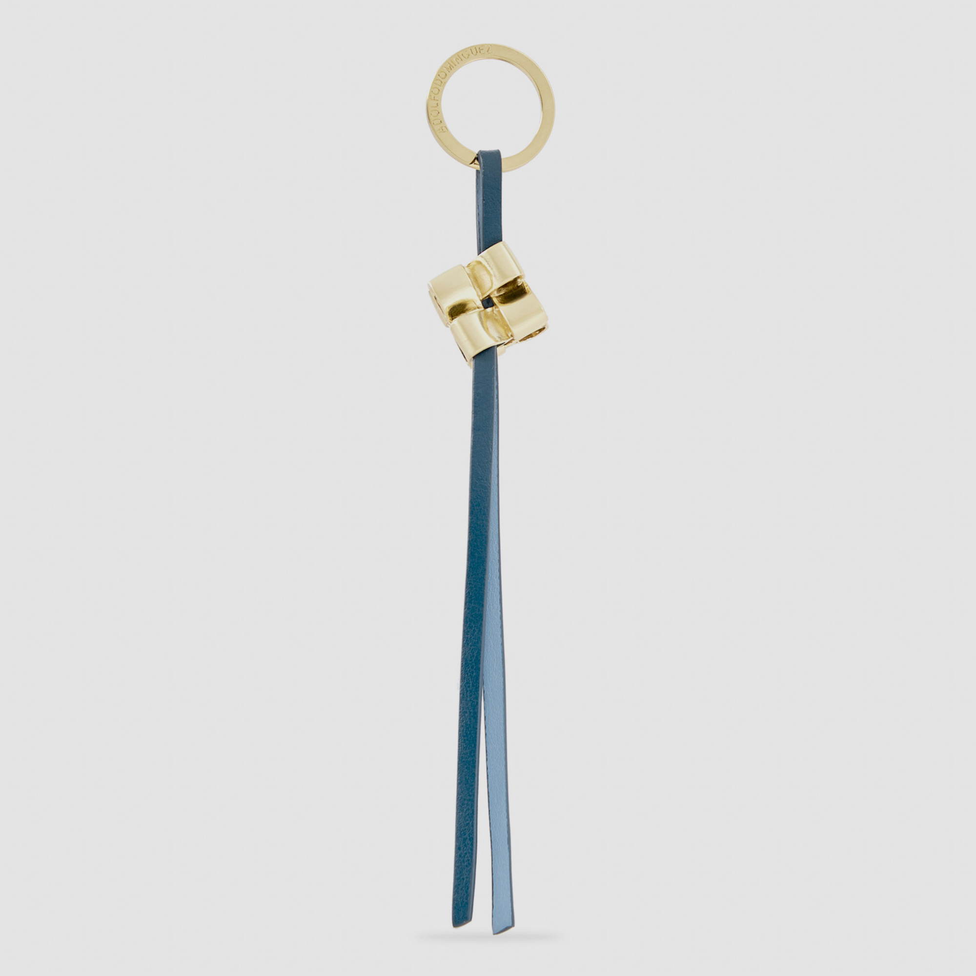 Vachetta leather keyring with bow motif image number 0