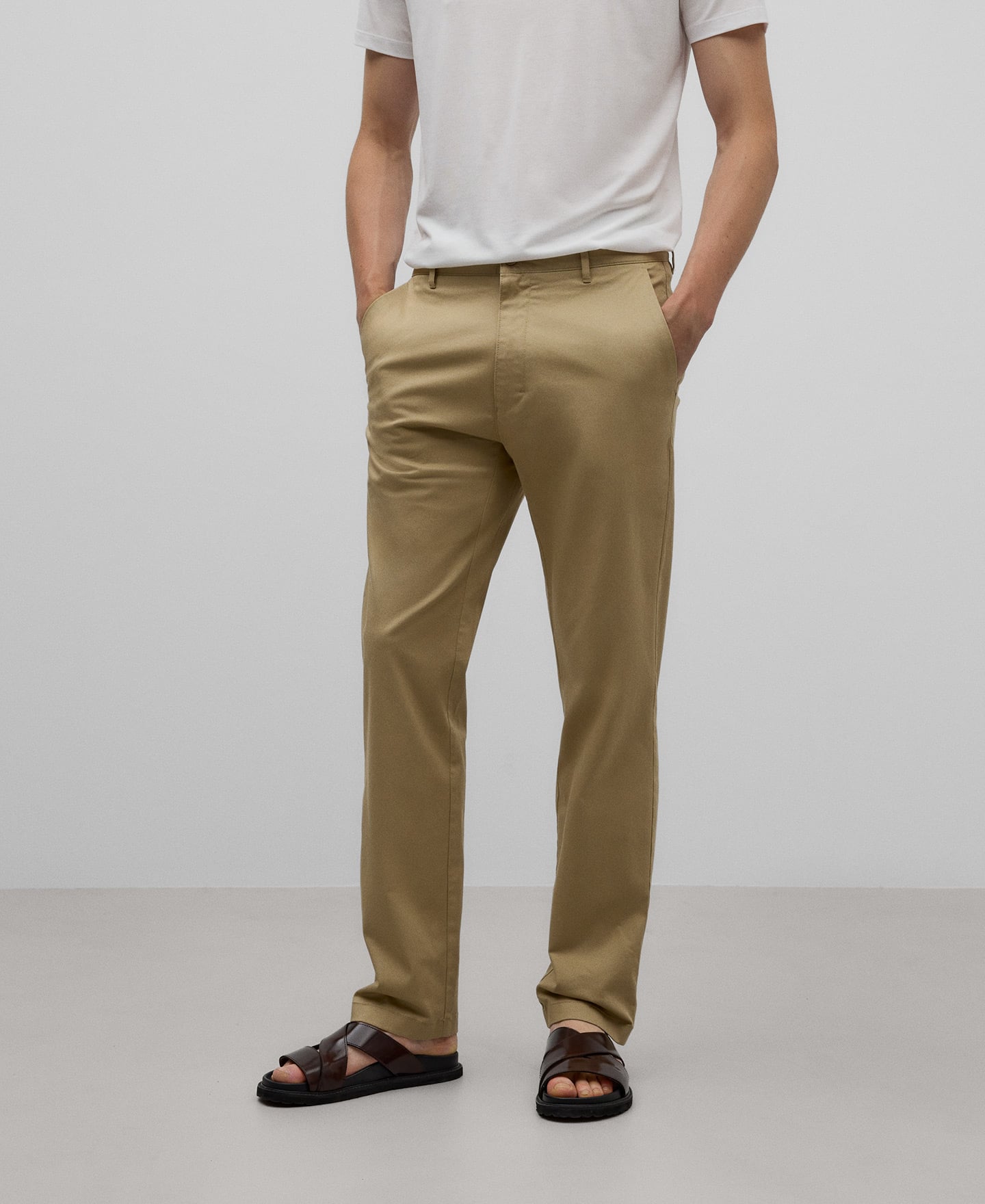 Cotton twill chino trousers man image number 0