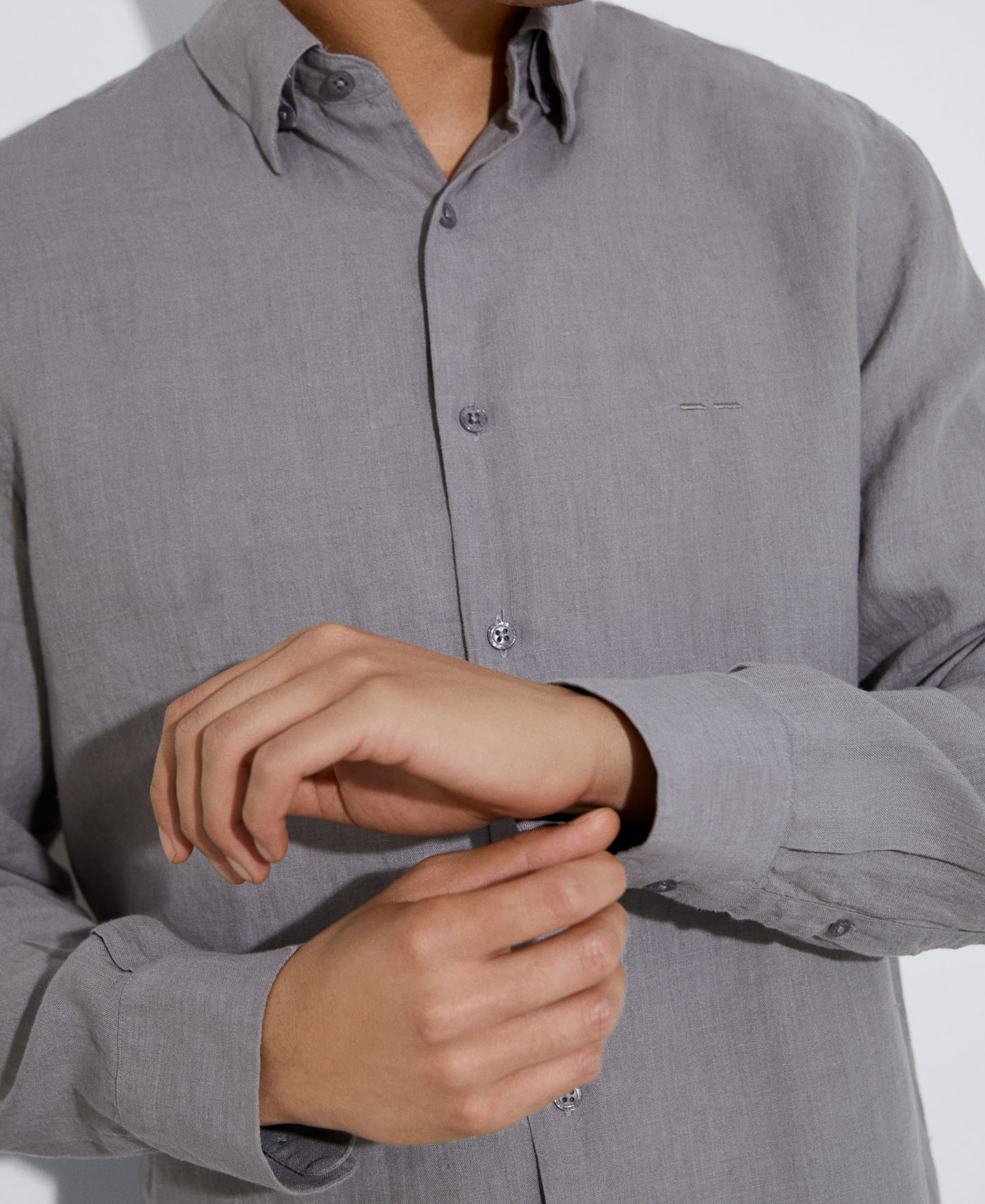 100% linen lapel collar shirt image number 3