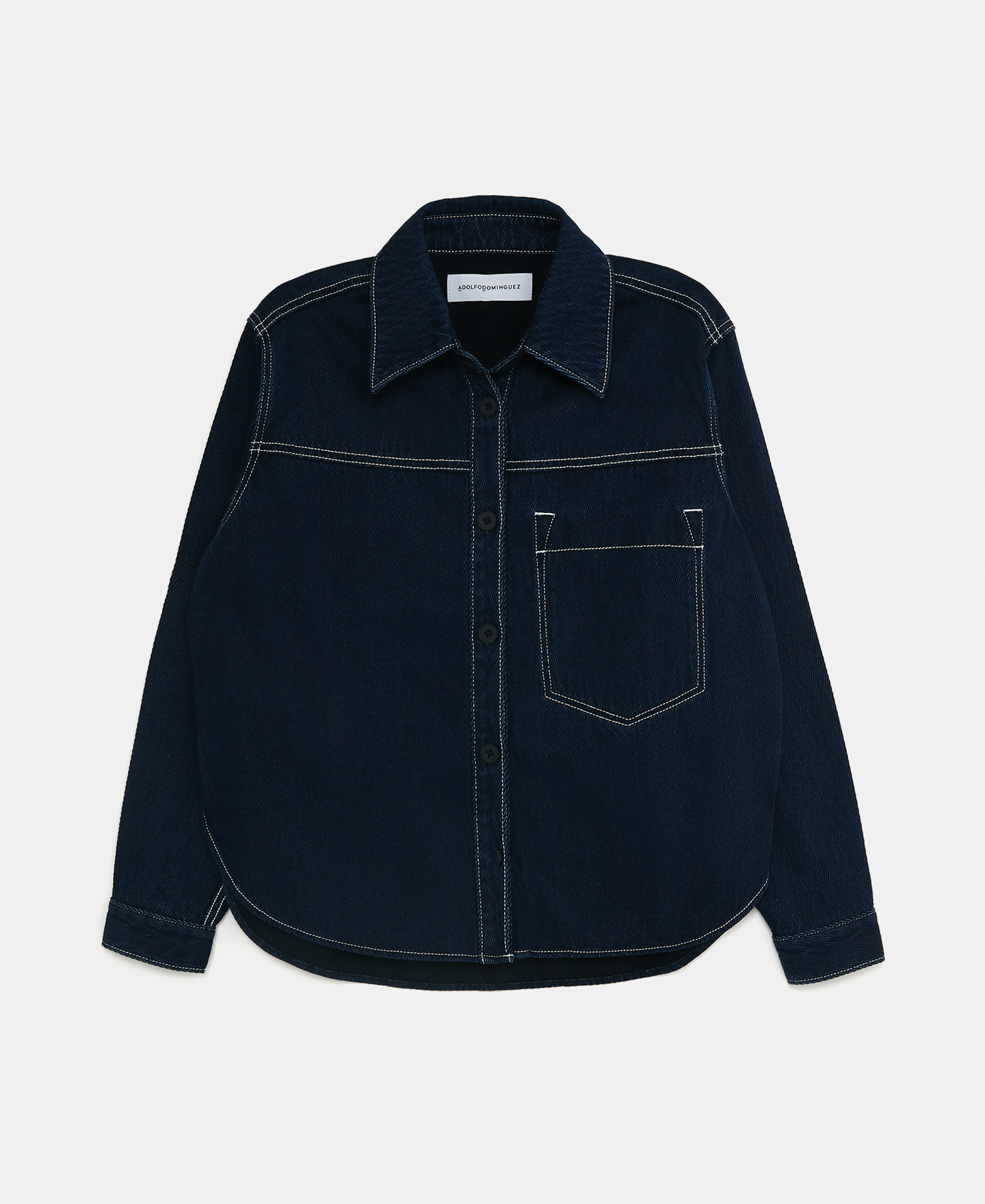 Cotton denim textured overshirt image number 4