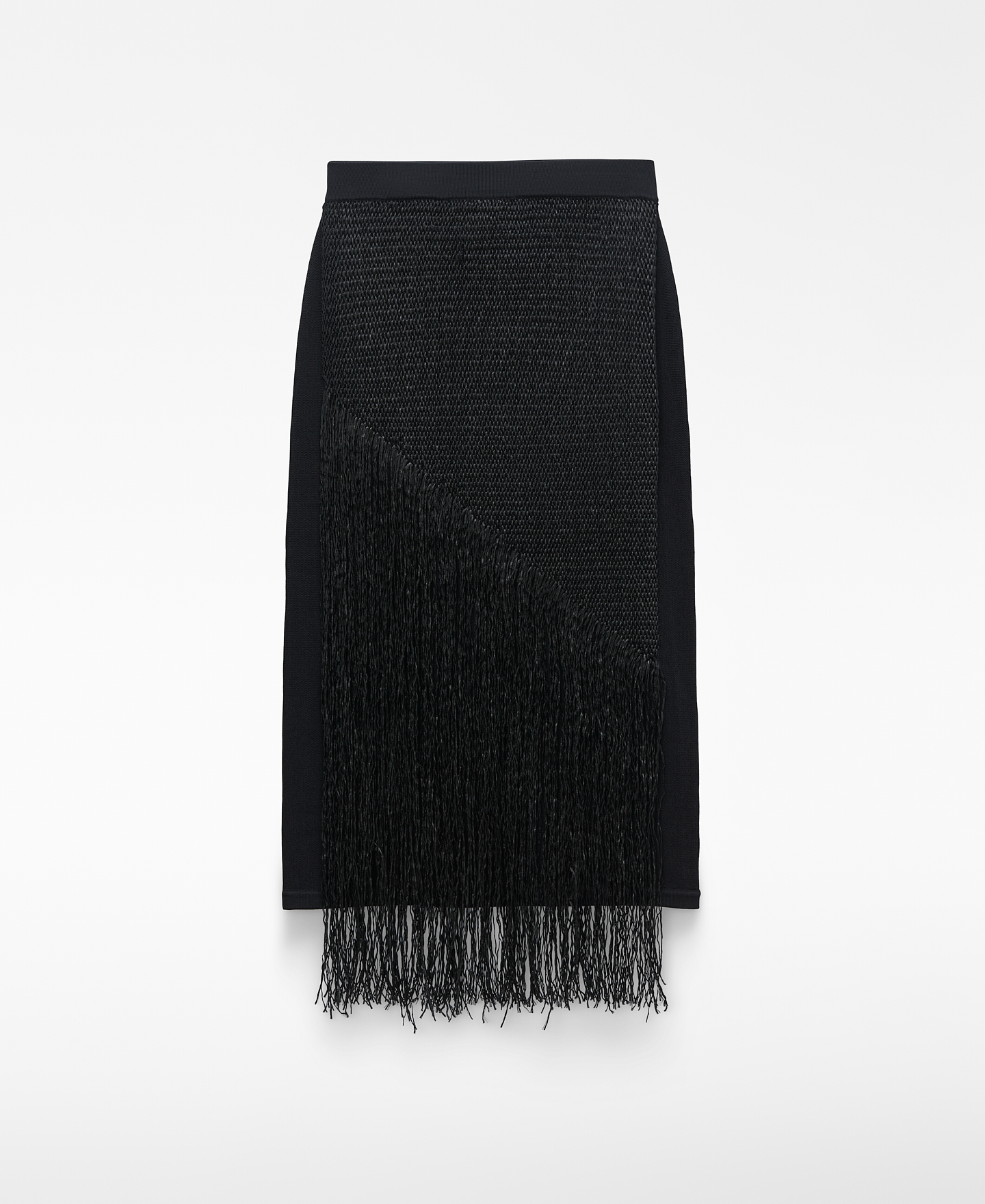 Falda recta punto intarsia flecos image number 4