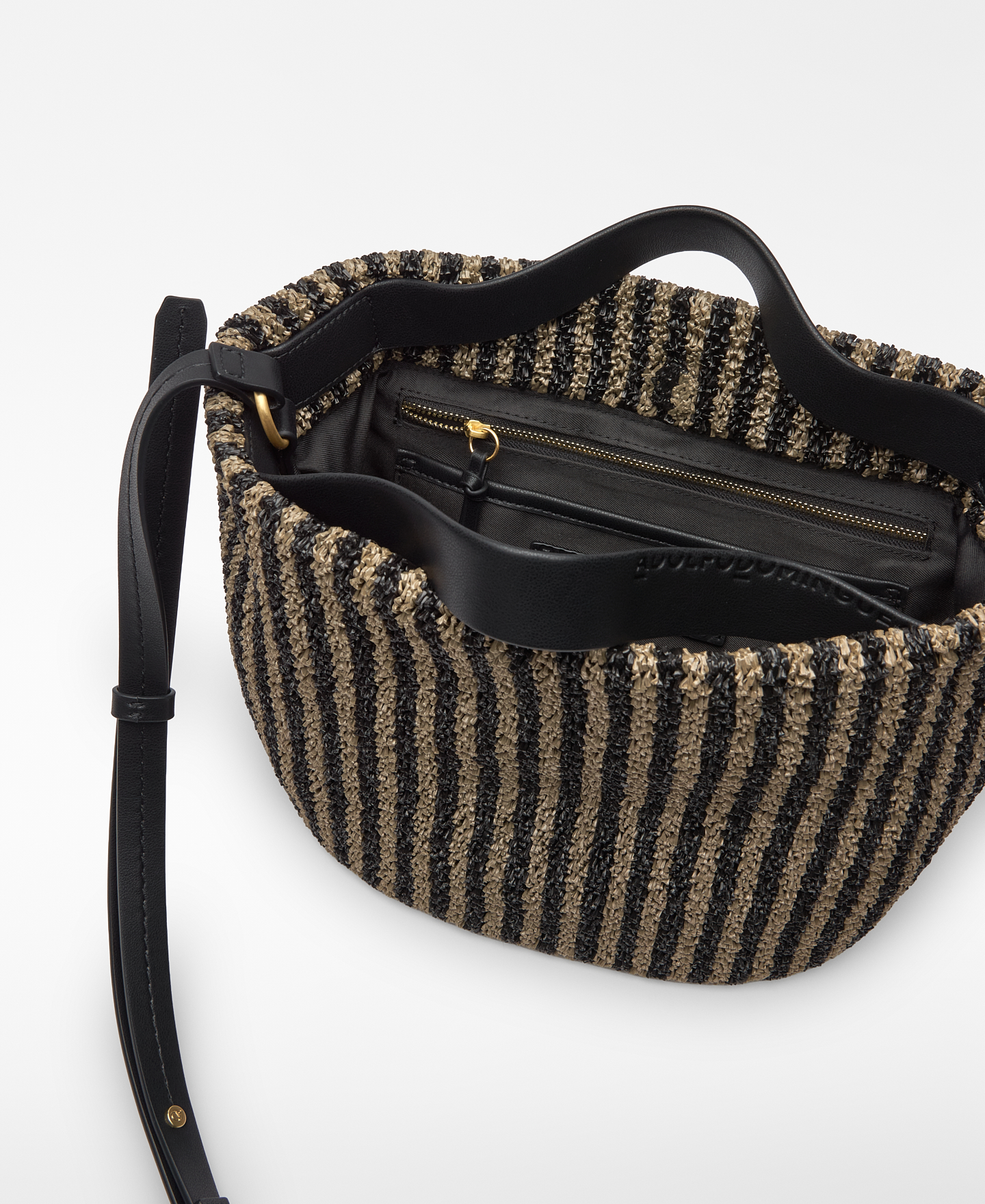 Bolso mediano textura rafia rayas image number 3