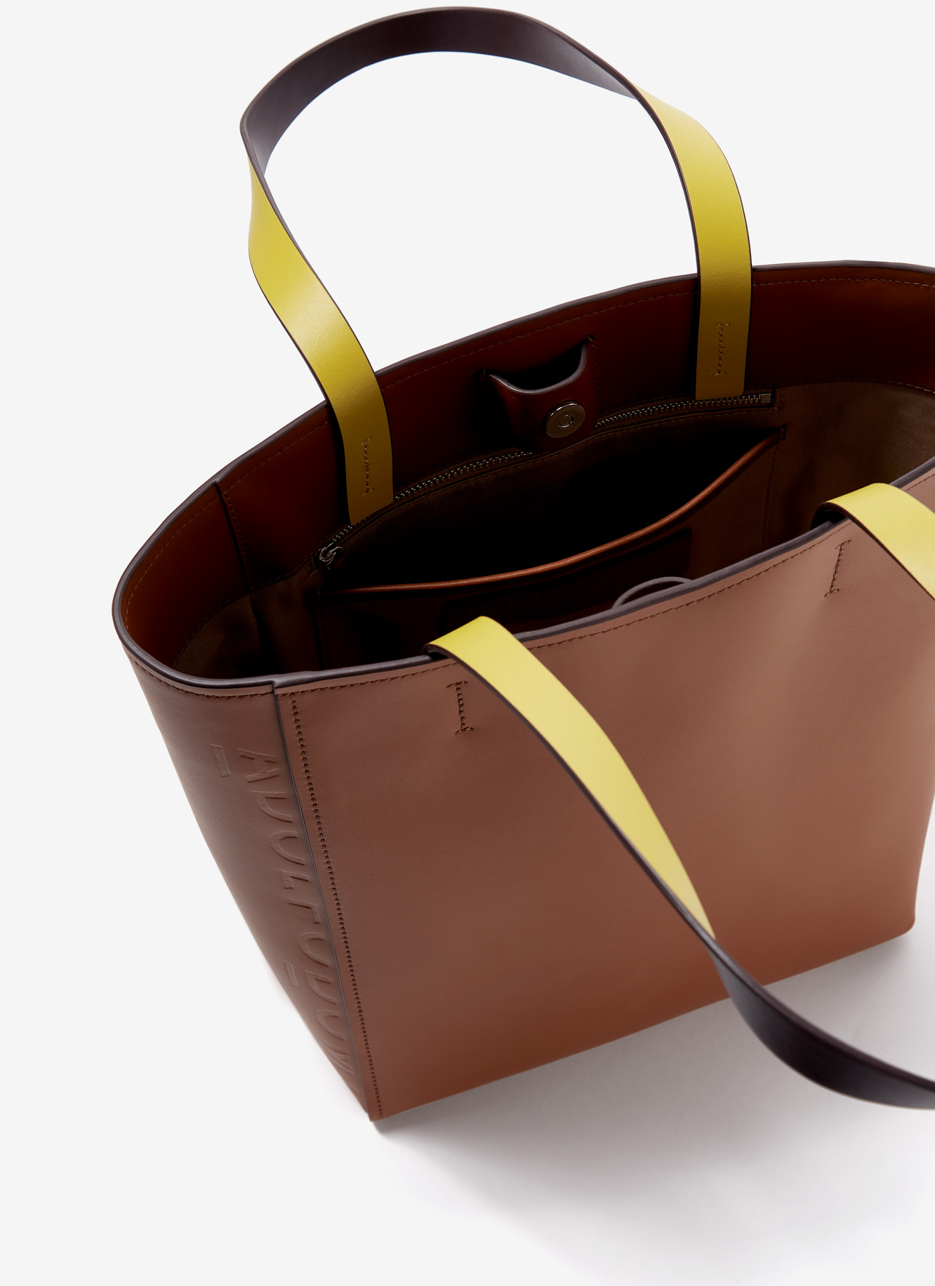 Shopper vertical en piel vaqueta image number 2