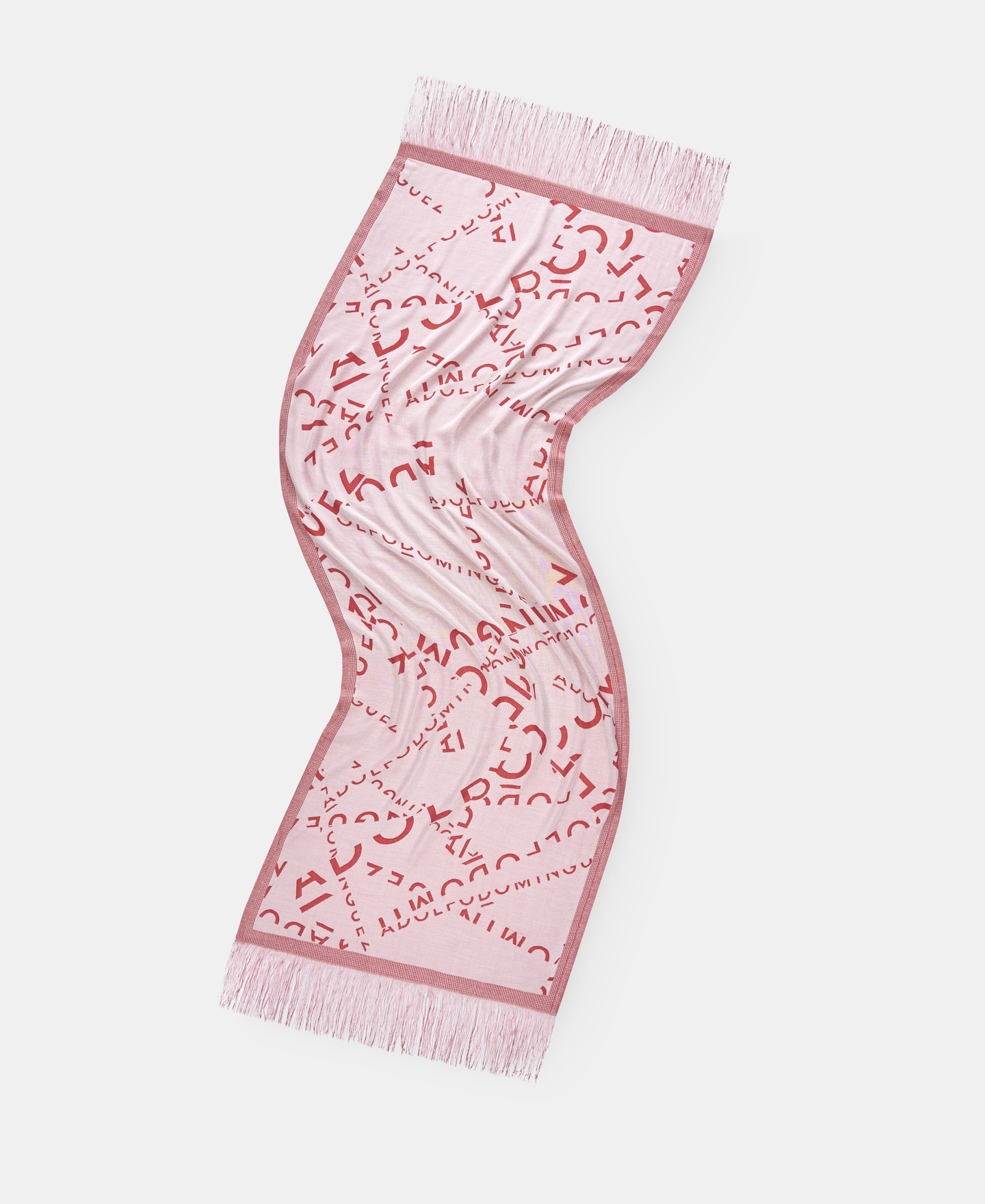 Red jacquard shawl with splashed logo image number 1