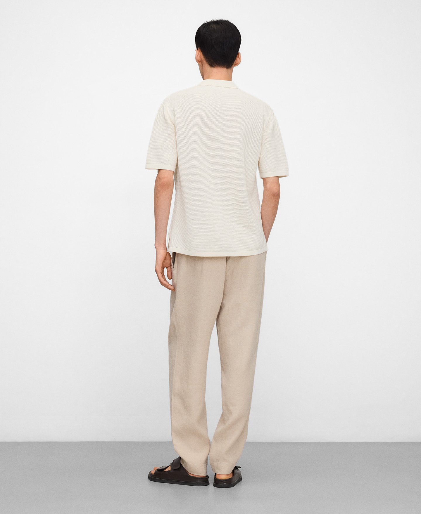 Structure knit bowling collar shirt image number 2