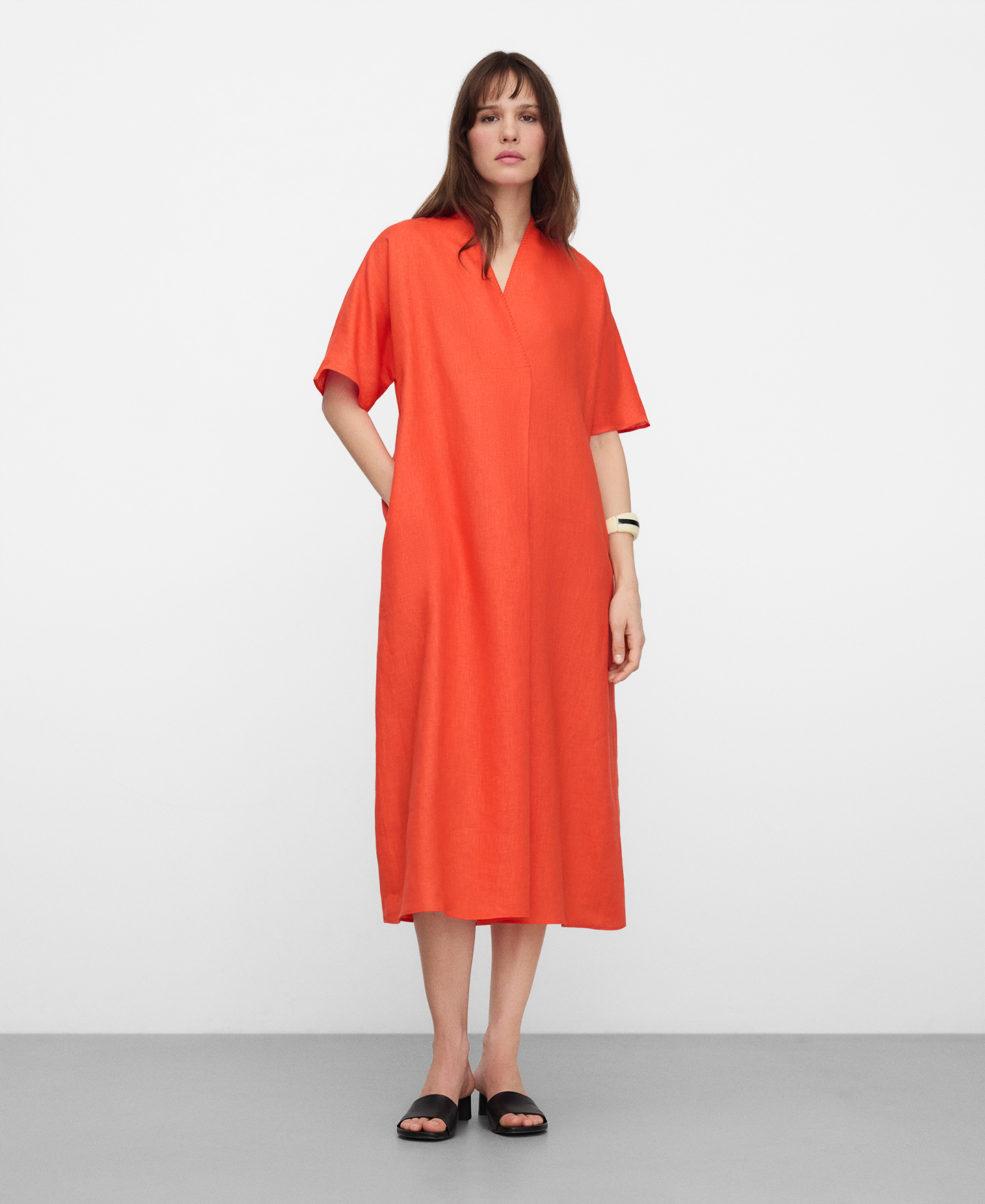 European linen relaxed fit dress image number 1