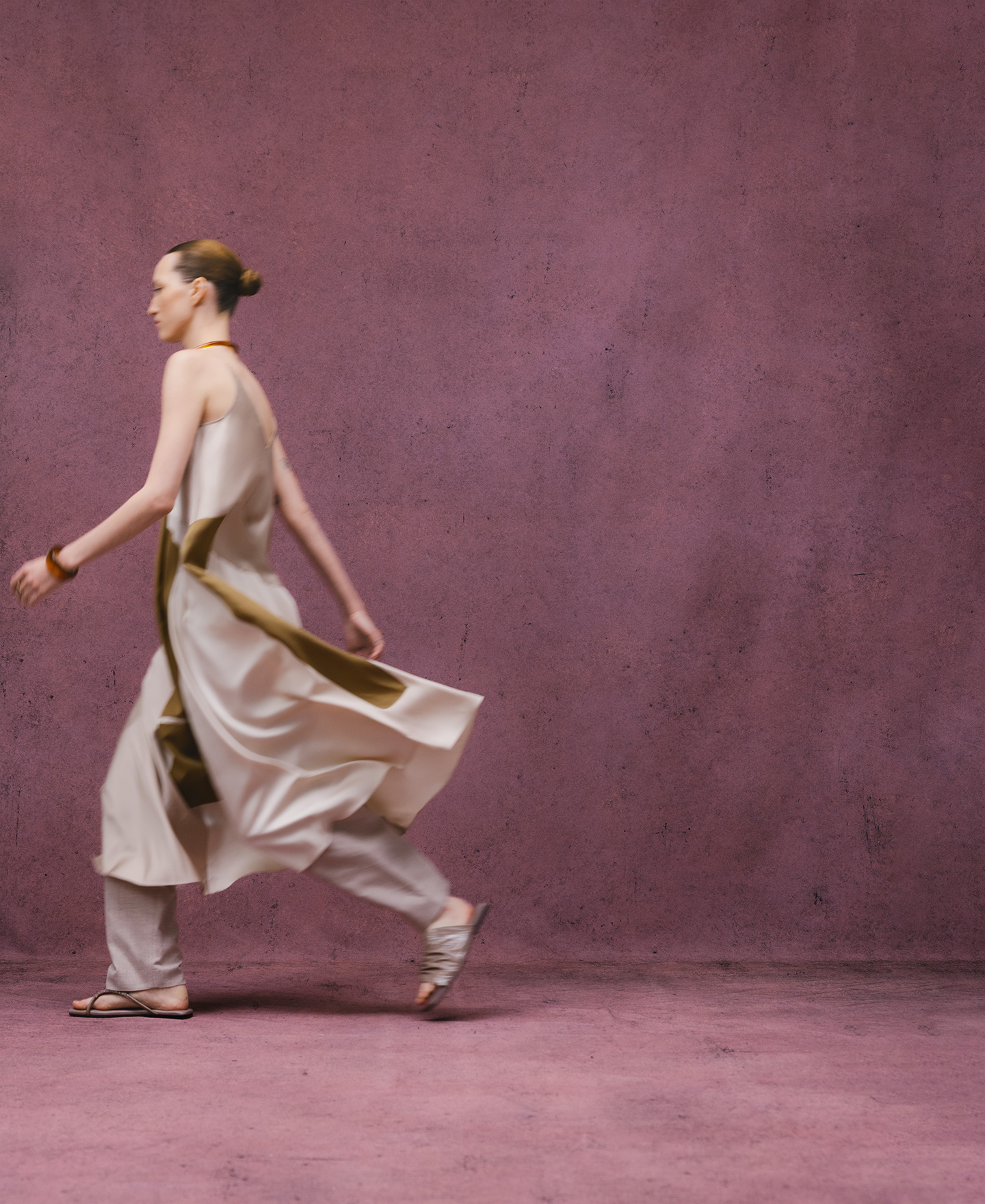 Slip dress with overlay pieces woman image number 5