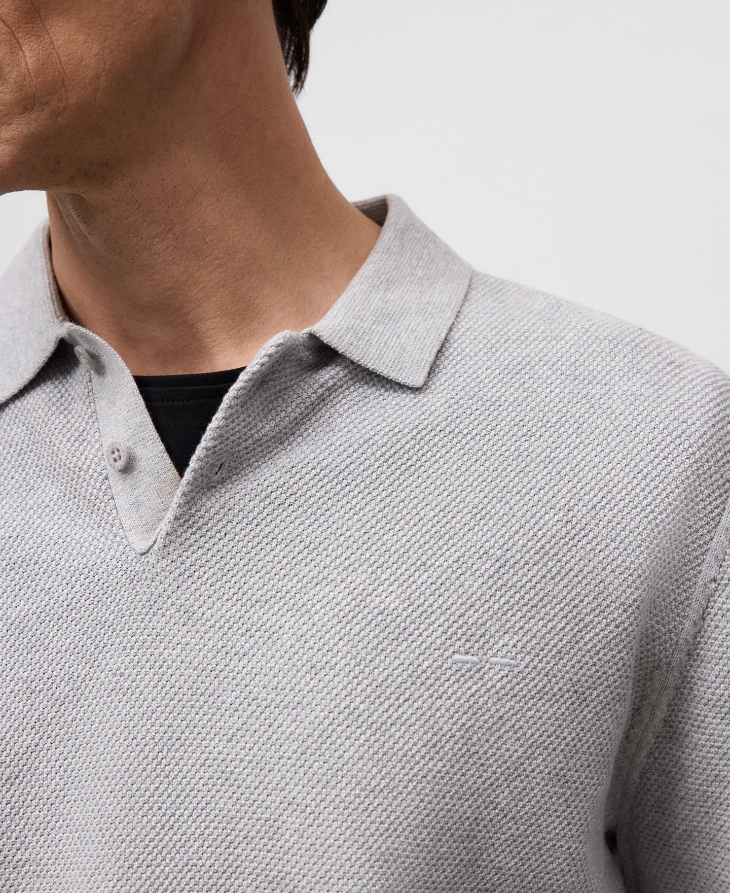 Polo punto estructura manga larga hombre image number 3