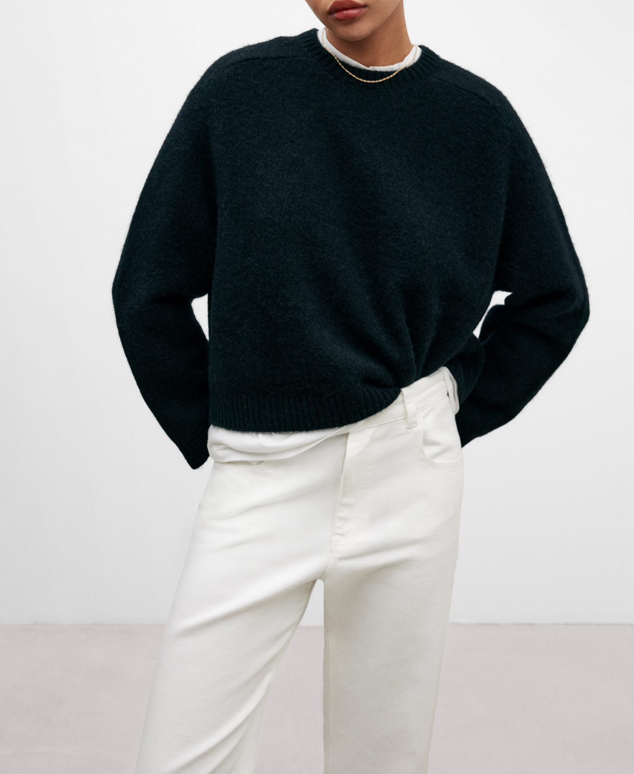 White denim trousers for women image number 3