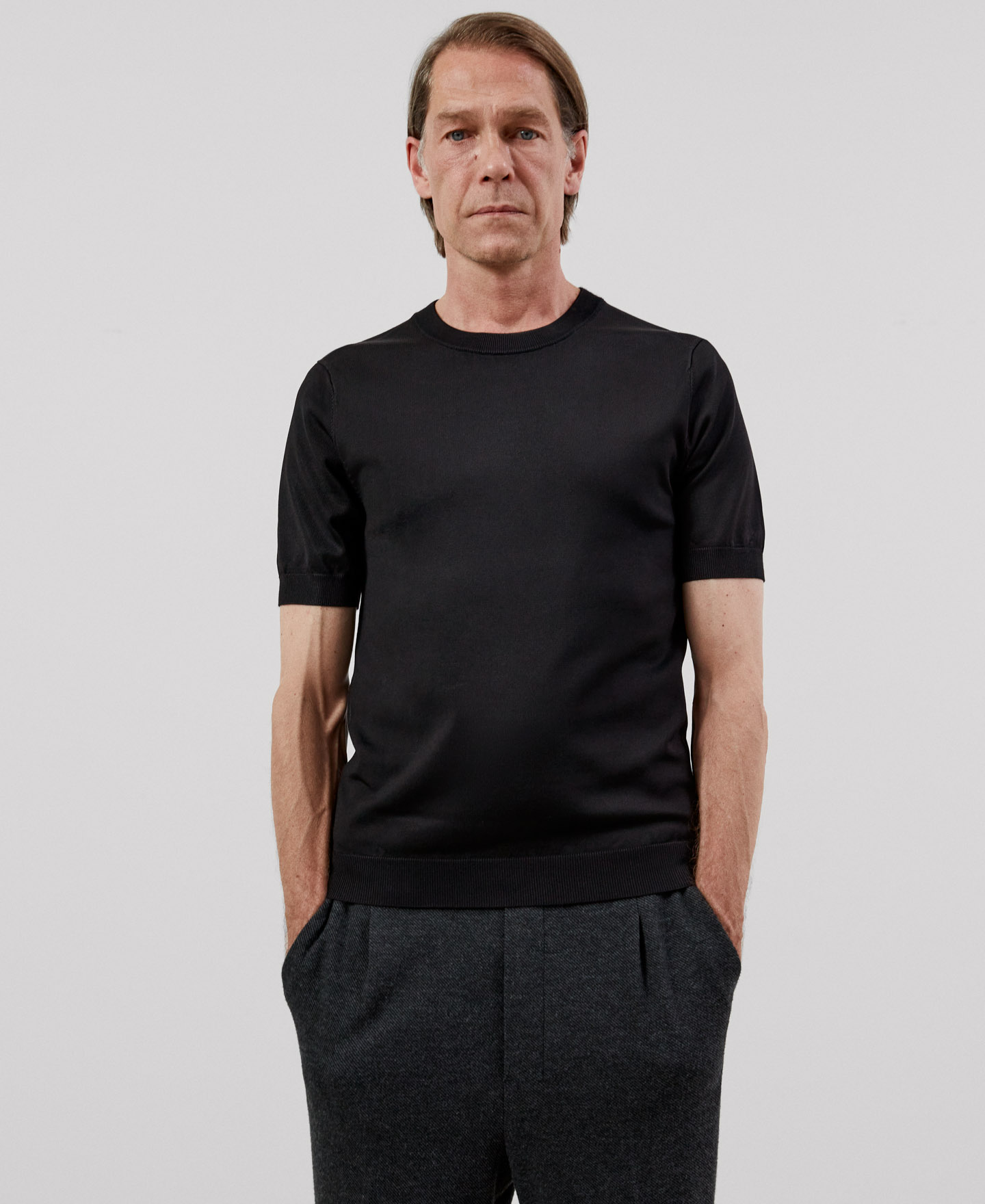 Crew neck knitted t-shirt image number 0