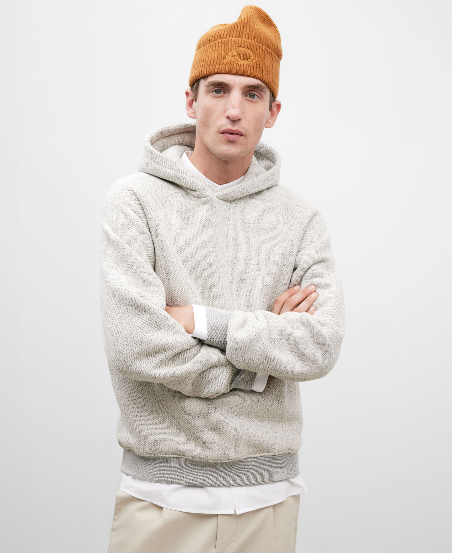 Ecru brown cotton sweatshirt for men image number 0