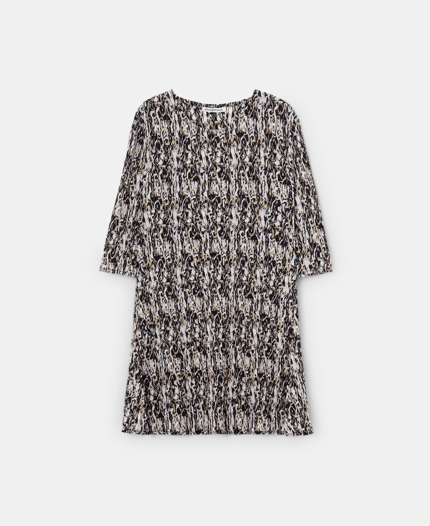 Crinkle printed top with crew neckline image number 4