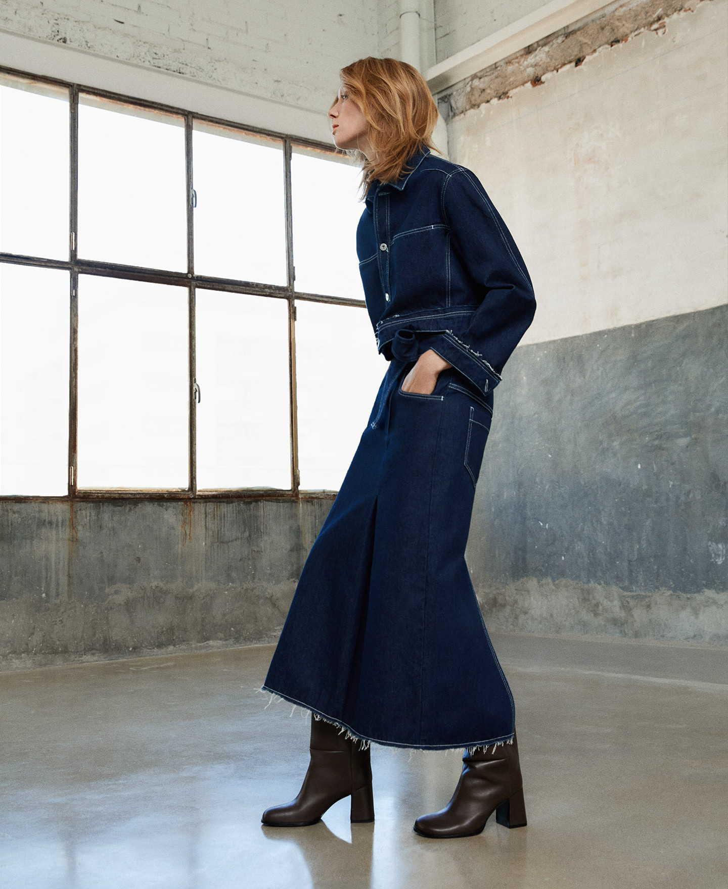 Midi denim skirt image number 1