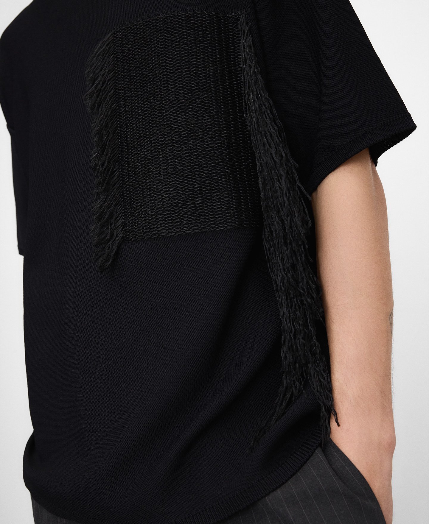 Raffia detail short sleeve sweater man image number 3