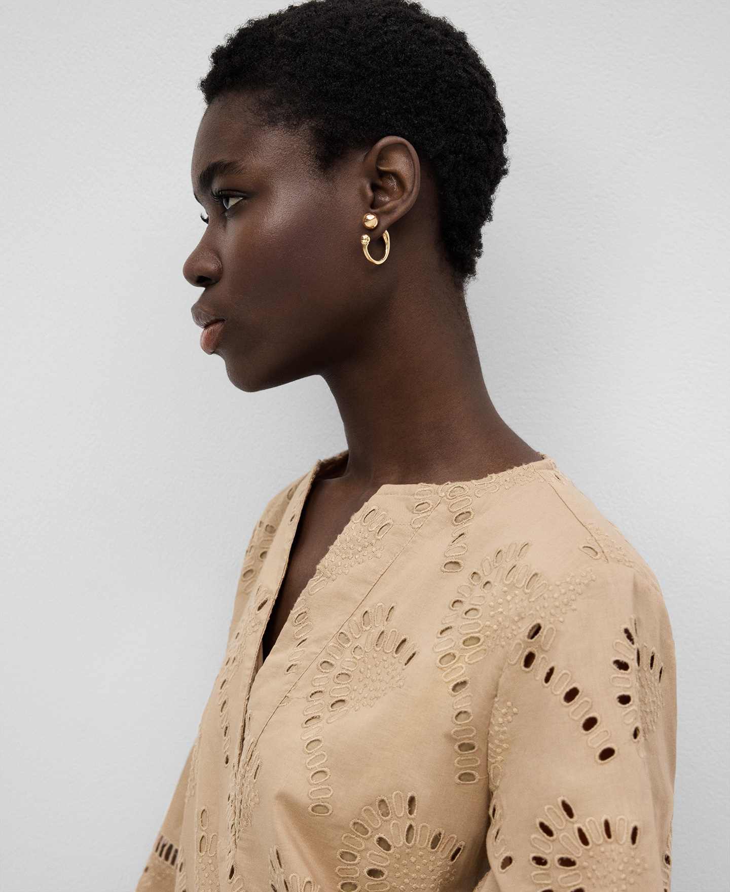 Embroidered poplin kaftan woman image number 3