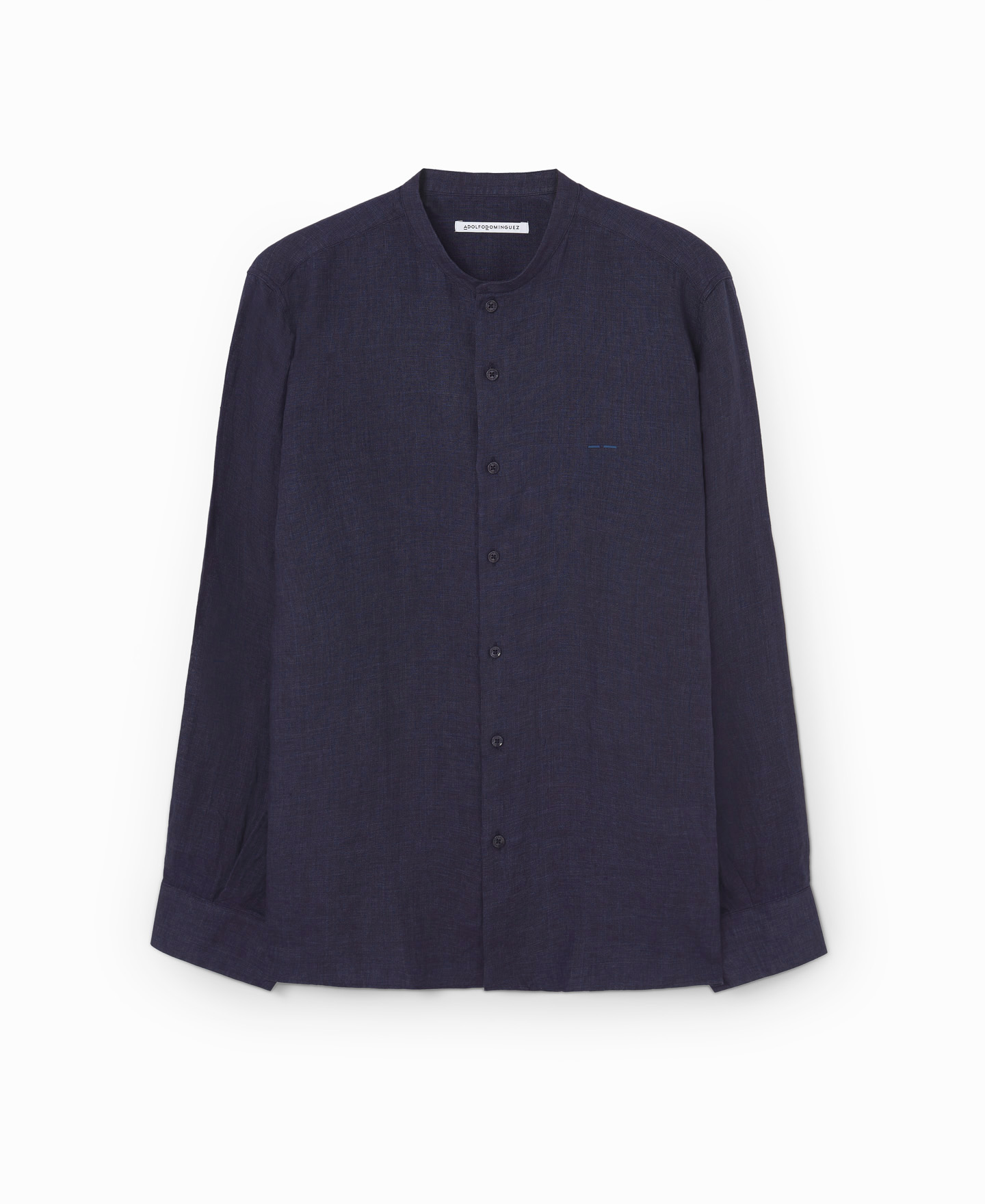 Camisa azul cuello mao en lino image number 4