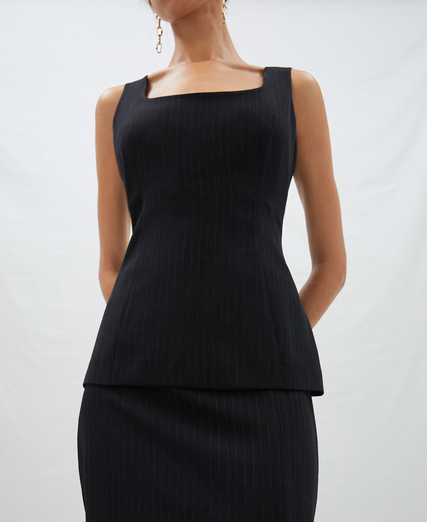 Fitted pinstripe top image number 3