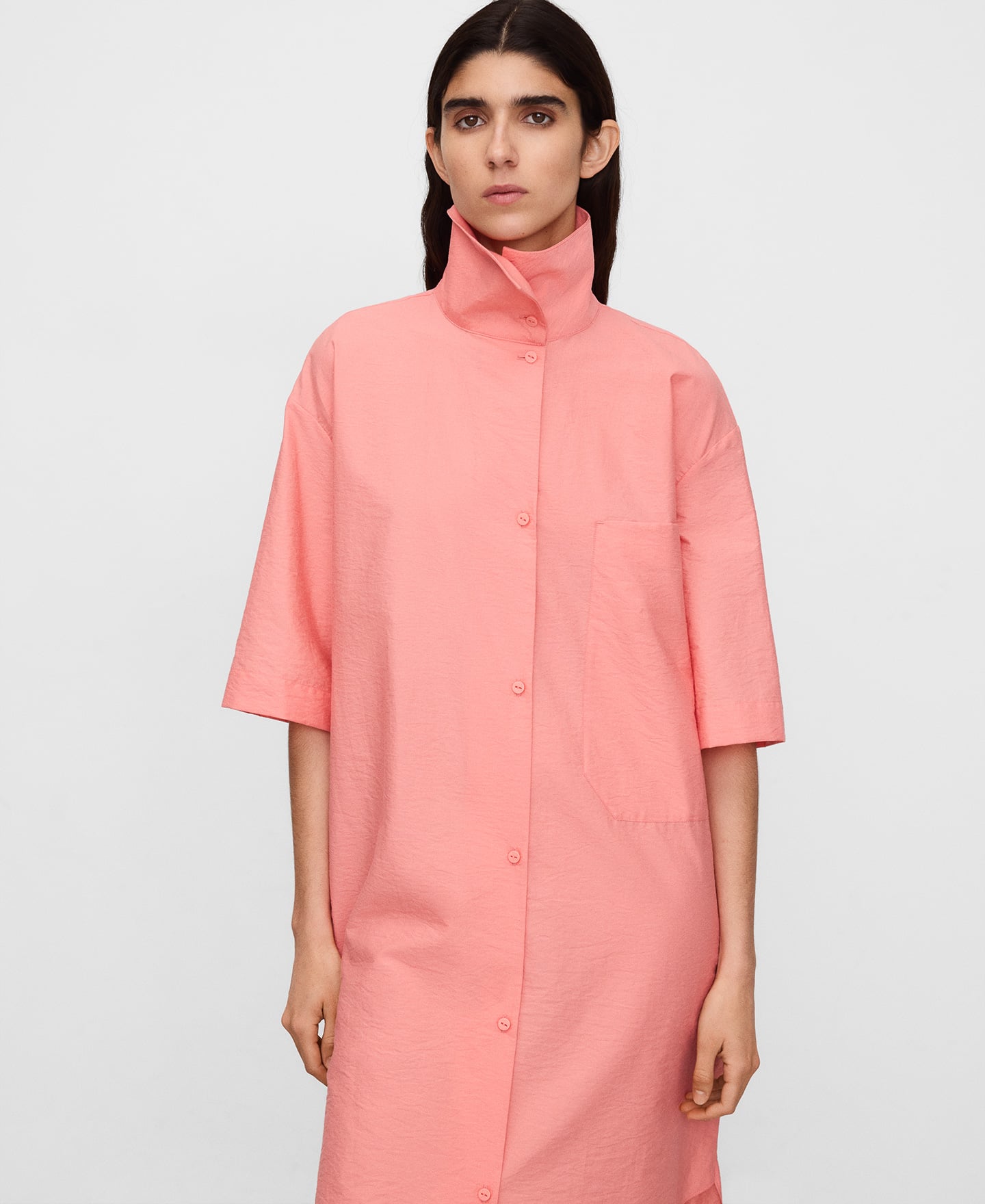 Robe &agrave; col italien asym&eacute;trique image number 0