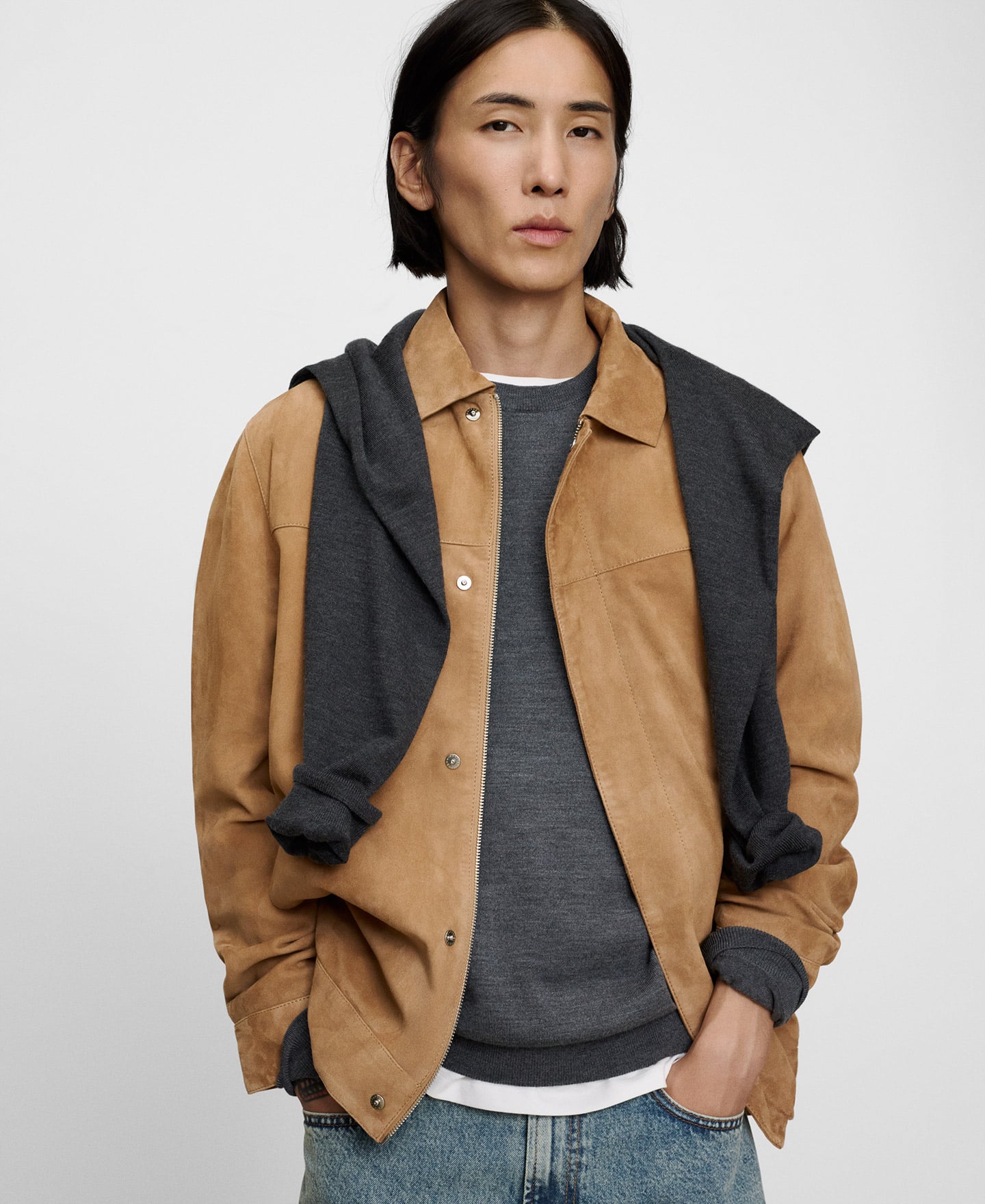 Spread collar suede jacket image number 0