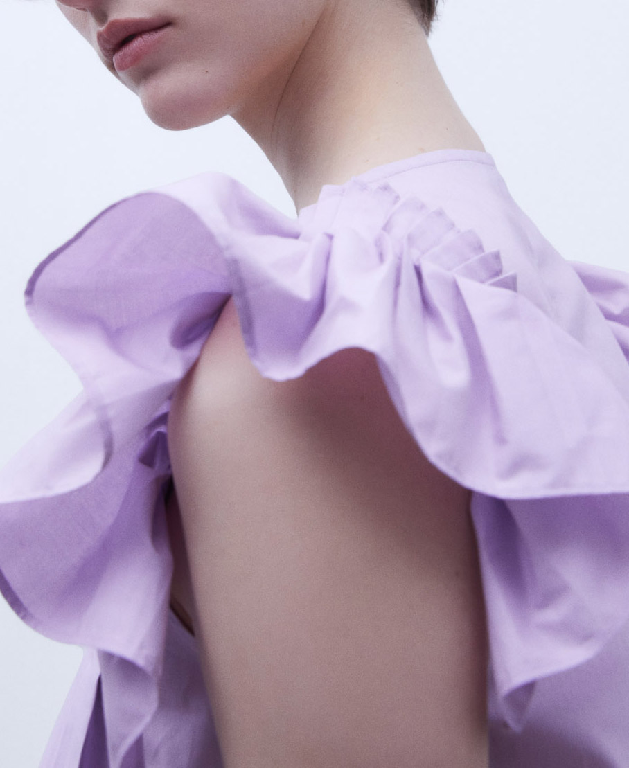 Ruffled square neckline top image number 3
