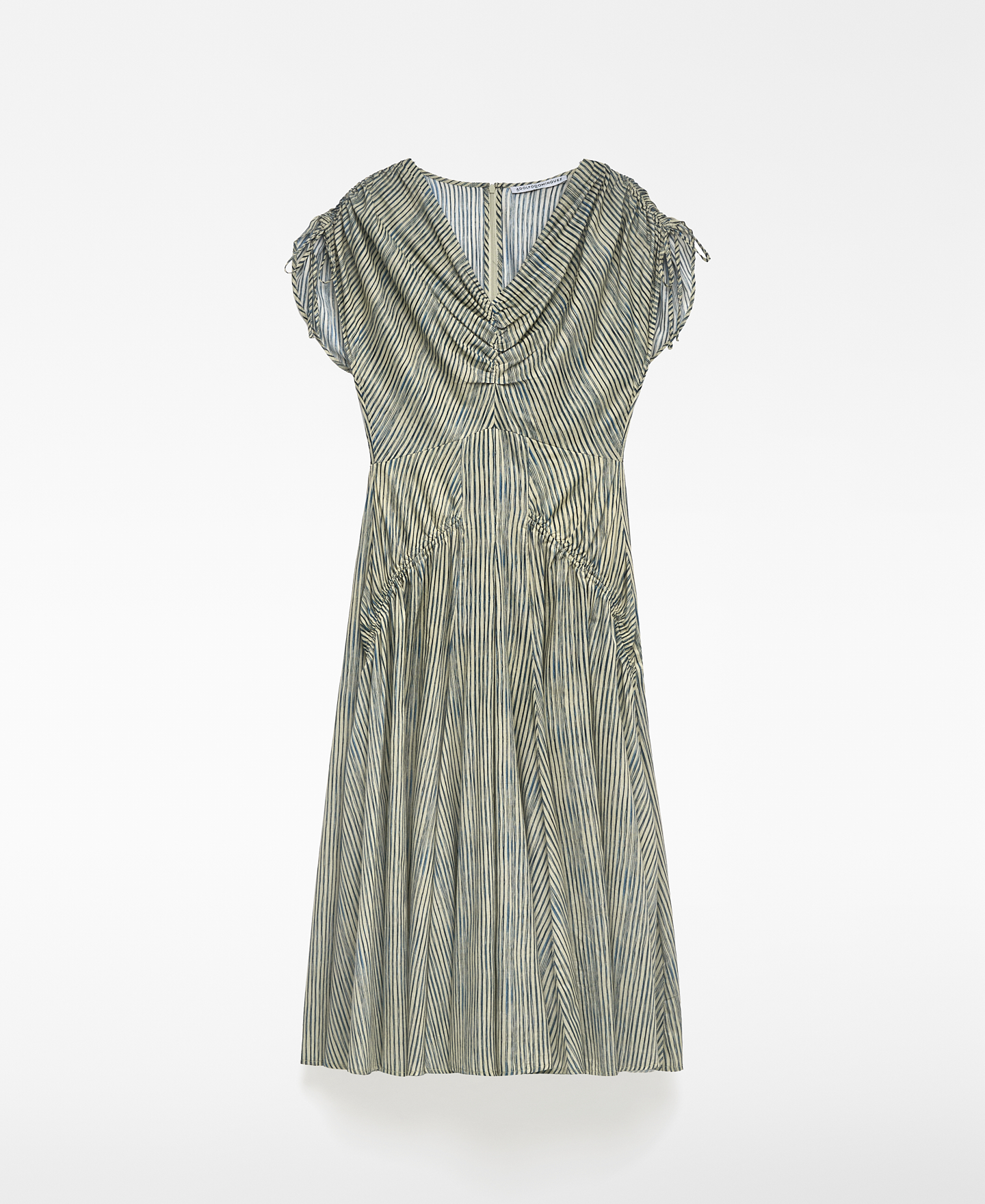 Vestido rayas fruncido mujer image number 4