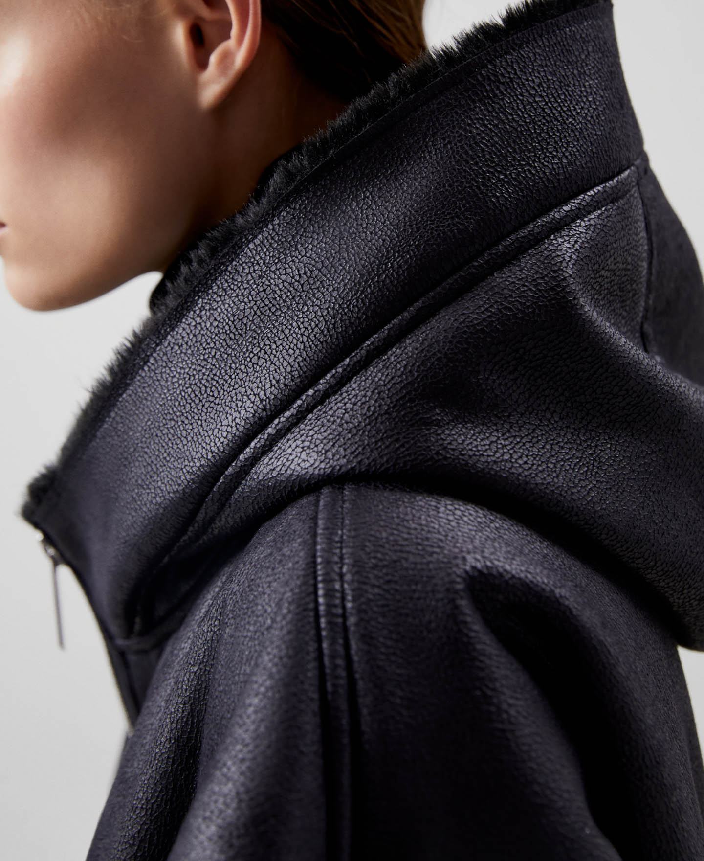 Leather textured coat image number 3