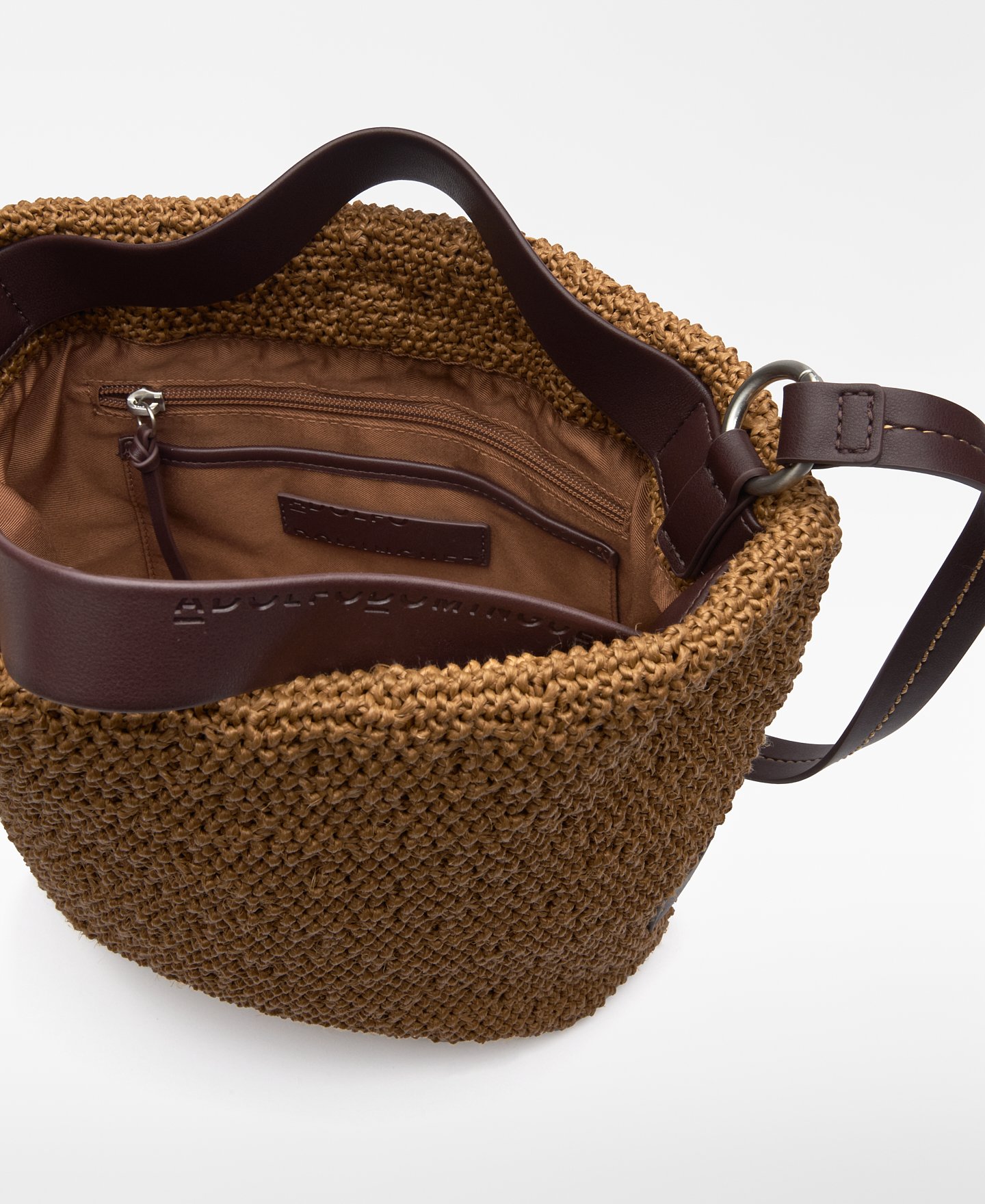 Medium raffia texture bag woman image number 2